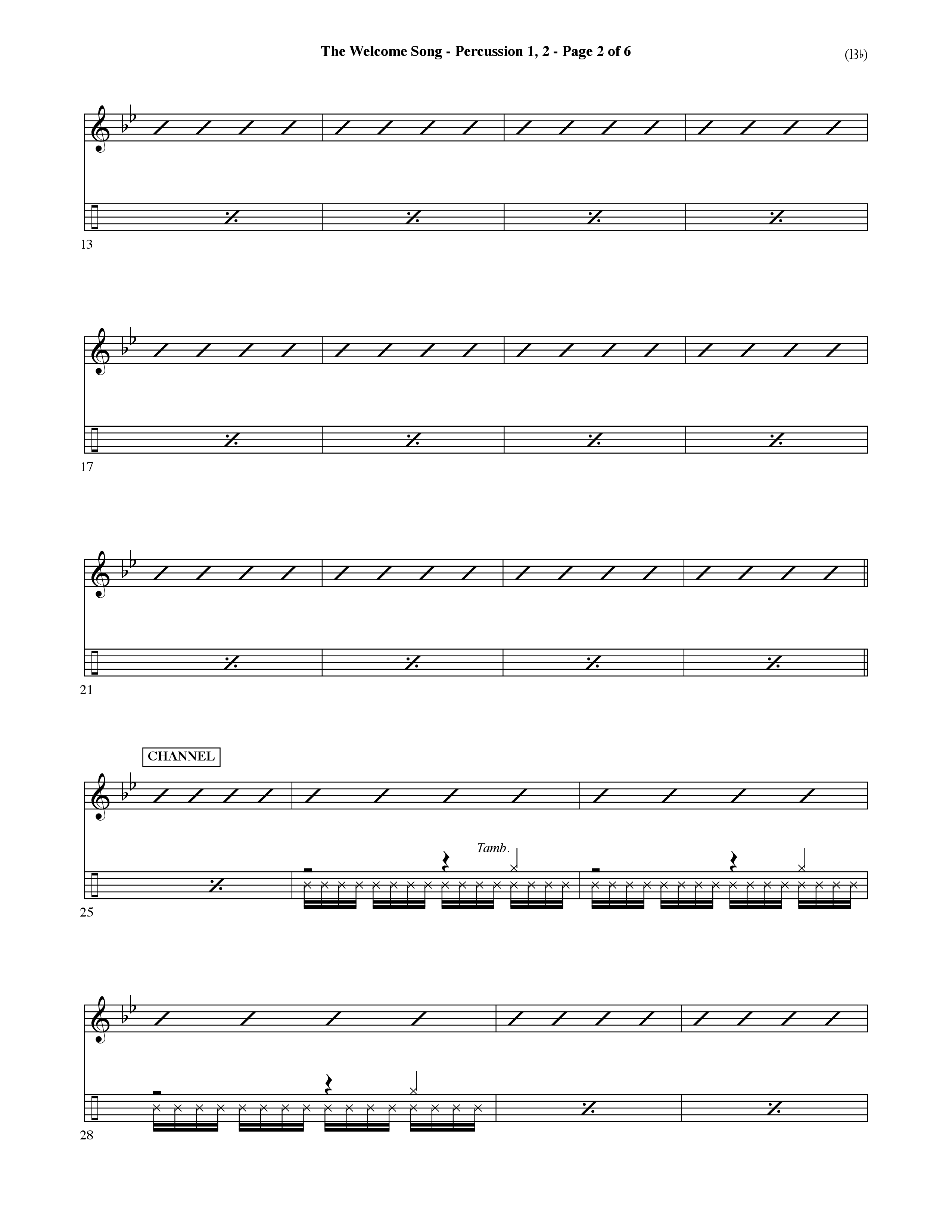 The Welcome Song (Choral Anthem SATB) Percussion 1/2 (Word Music Choral / Orch. Ric Domenico)