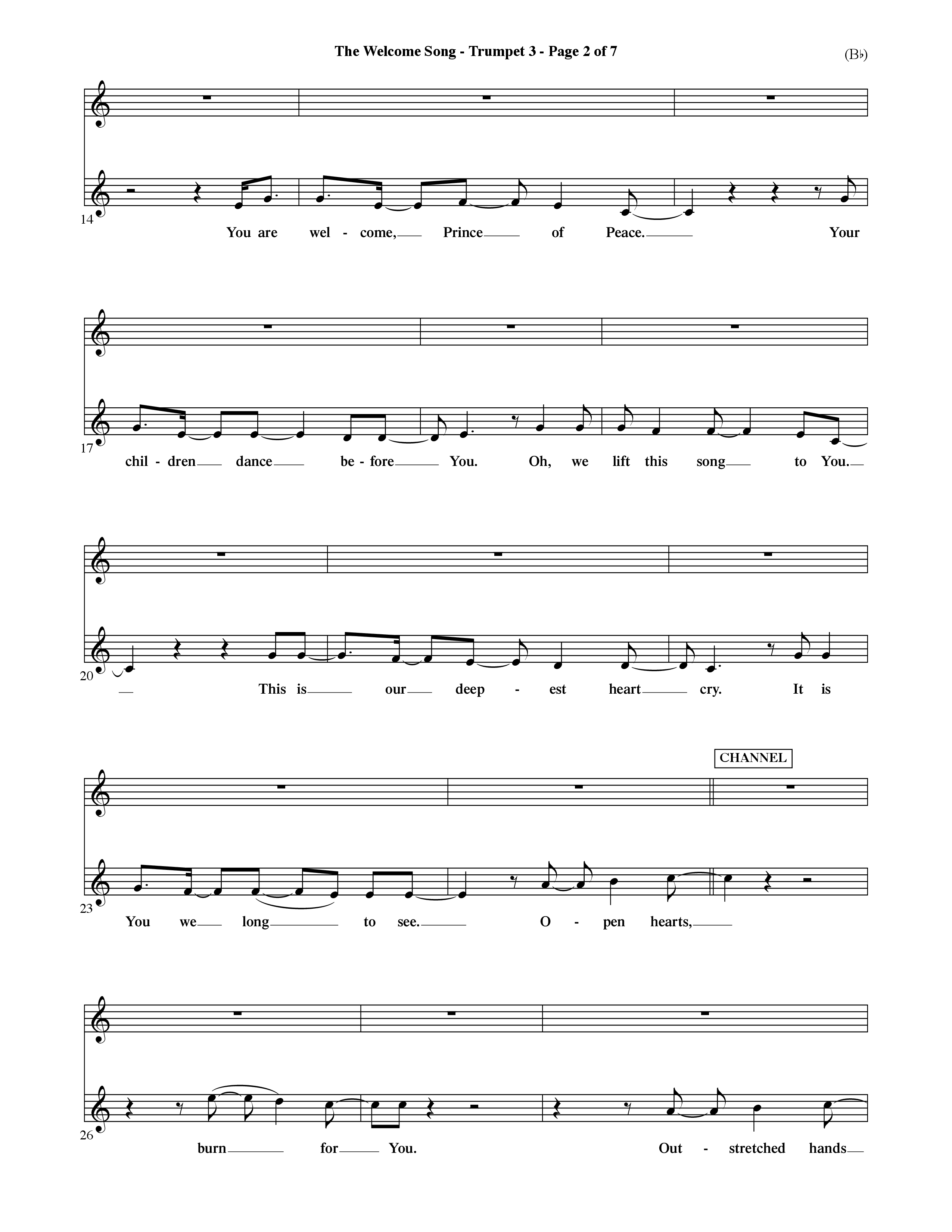 The Welcome Song (Choral Anthem SATB) Trumpet 3 (Word Music Choral / Orch. Ric Domenico)