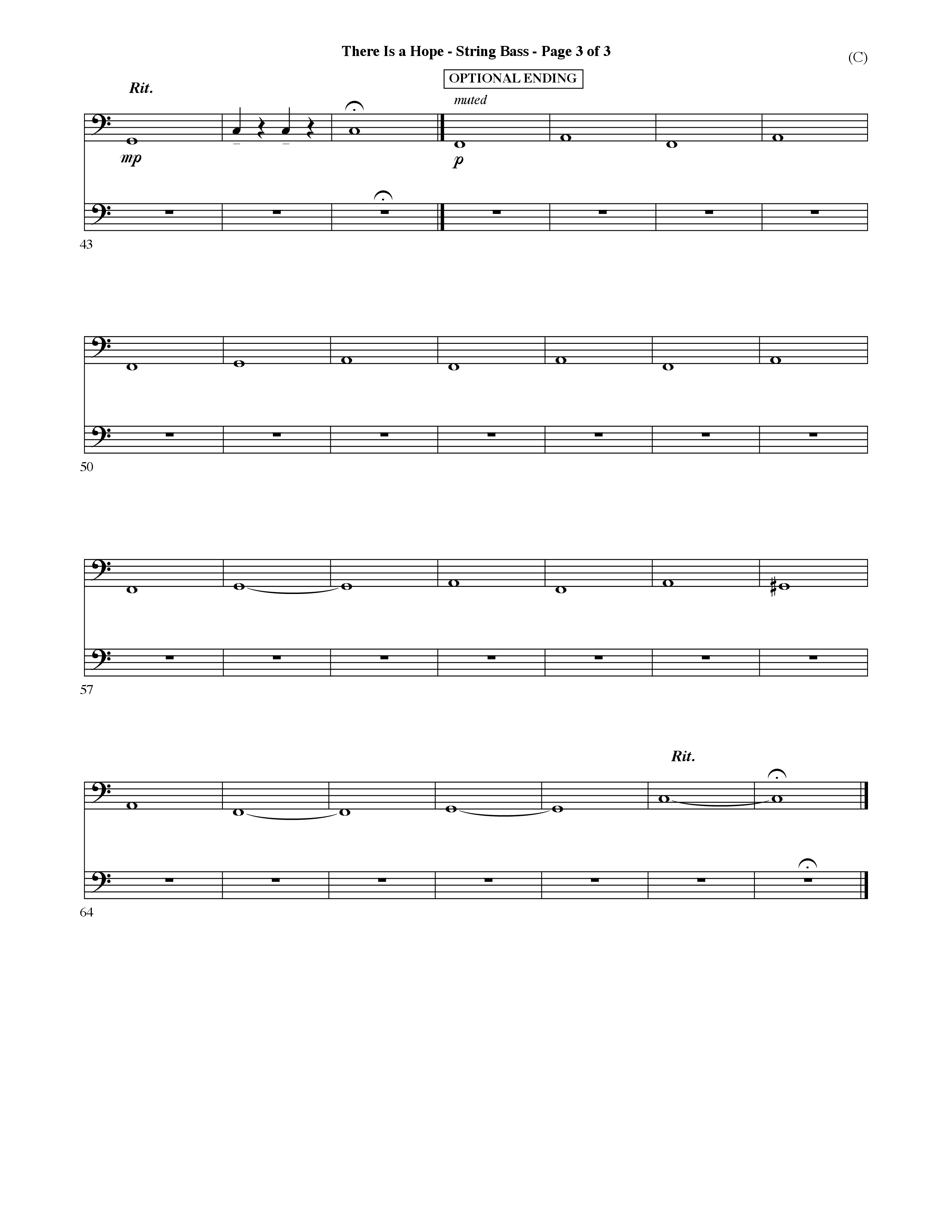There Is A Hope (Choral Anthem SATB) Double Bass (Word Music Choral / Orch. Dave Williamson)