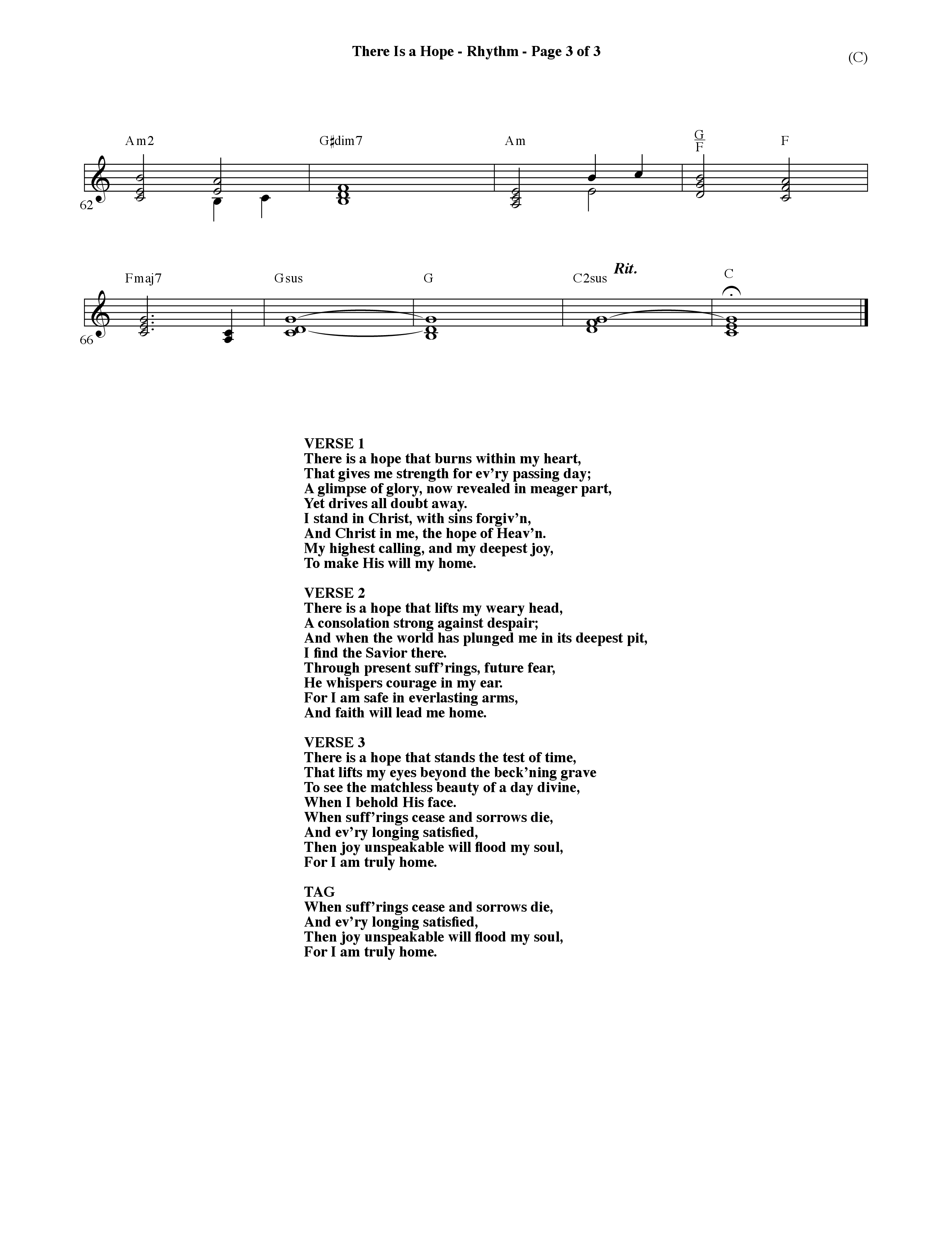 There Is A Hope (Choral Anthem SATB) Rhythm Chart (Word Music Choral / Orch. Dave Williamson)