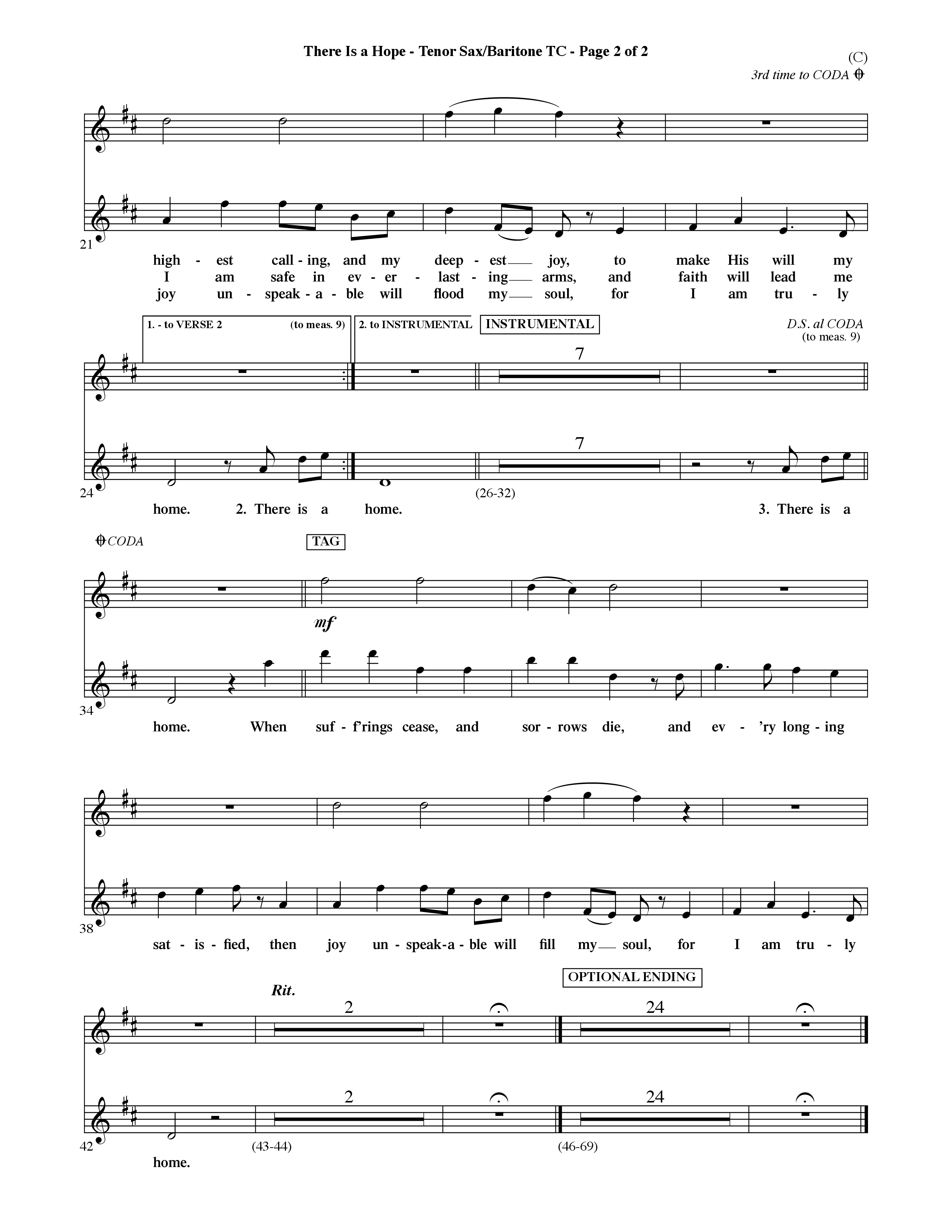 There Is A Hope (Choral Anthem SATB) Tenor Sax/Baritone T.C. (Word Music Choral / Orch. Dave Williamson)