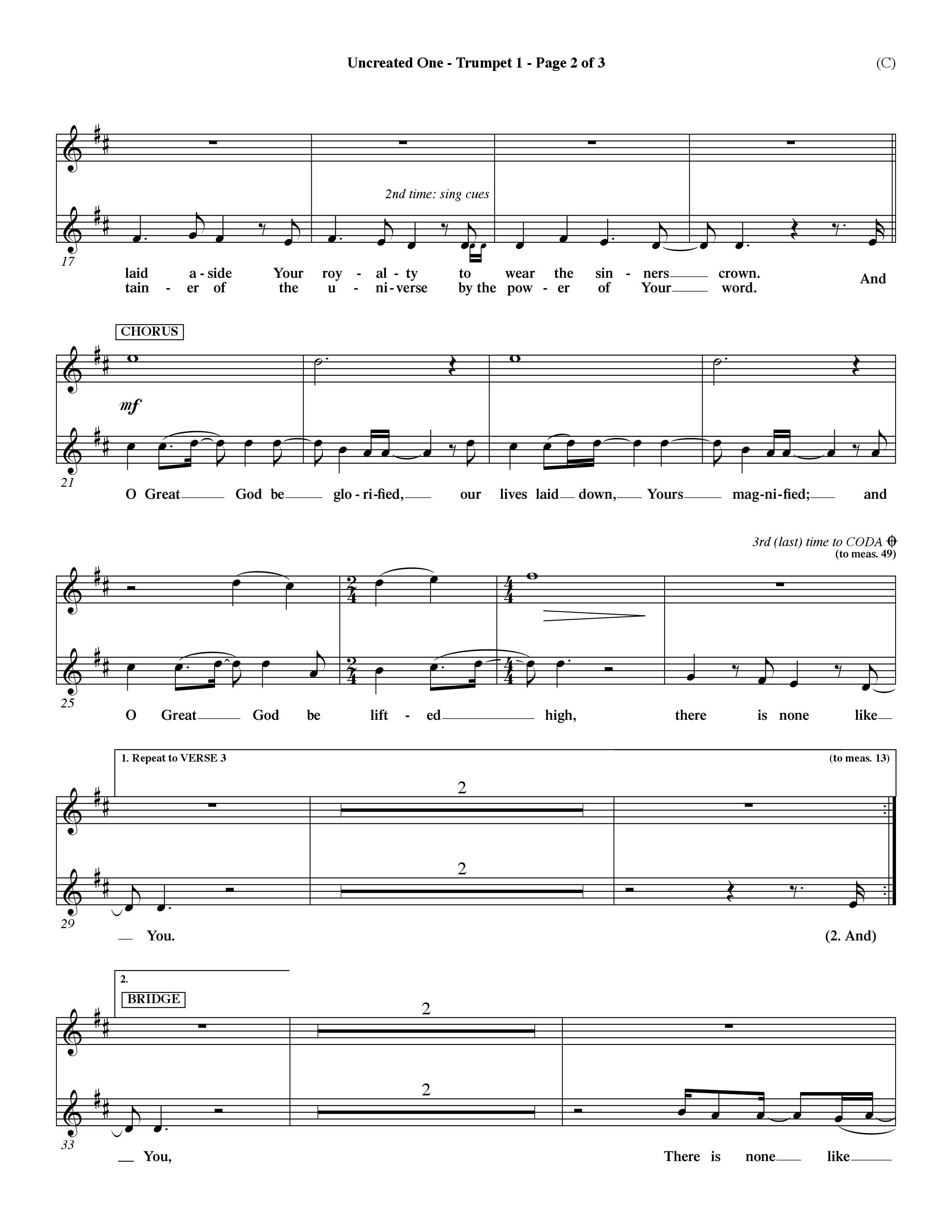 There Is A Hope (Choral Anthem SATB) Trumpet 1 (Word Music Choral / Orch. Dave Williamson)