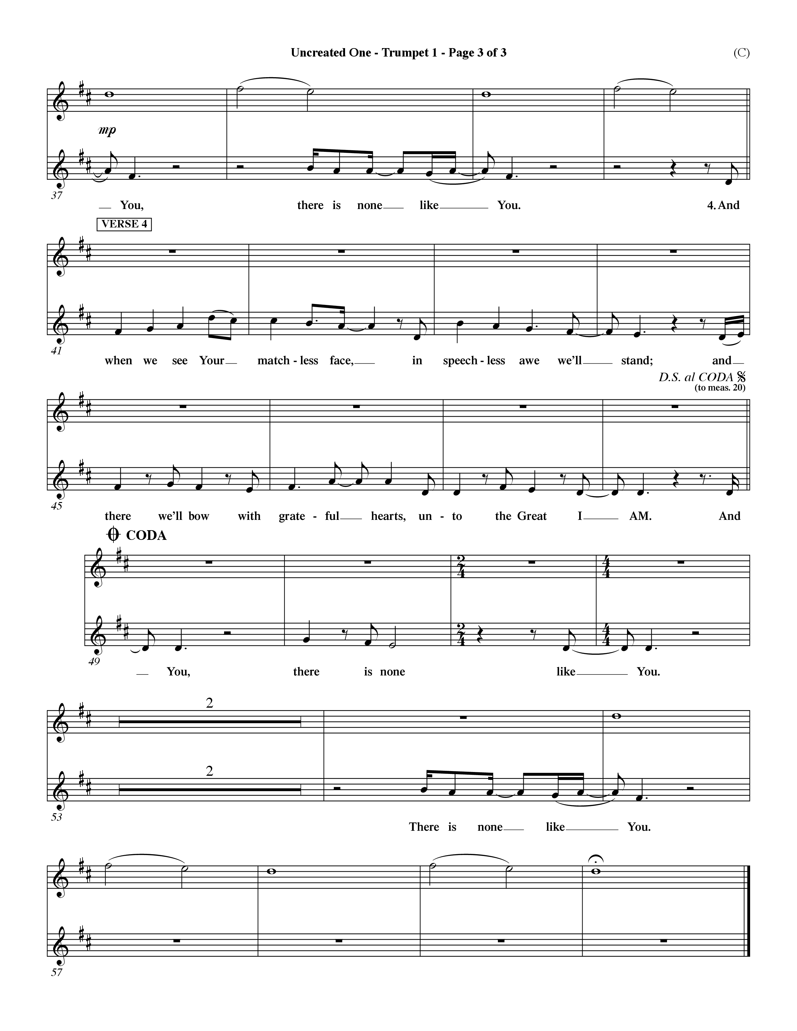 There Is A Hope (Choral Anthem SATB) Trumpet 1 (Word Music Choral / Orch. Dave Williamson)
