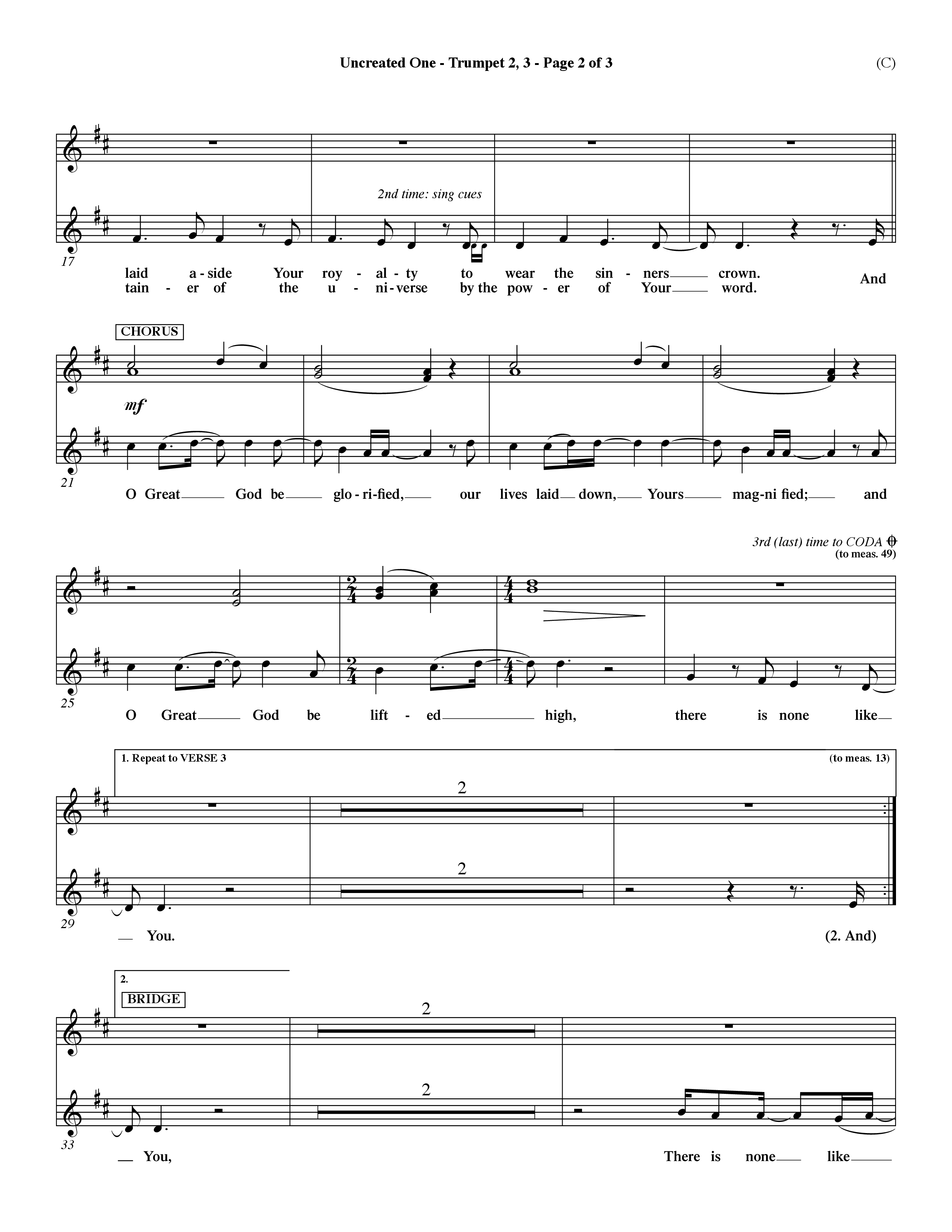 There Is A Hope (Choral Anthem SATB) Trumpet 2/3 (Word Music Choral / Orch. Dave Williamson)