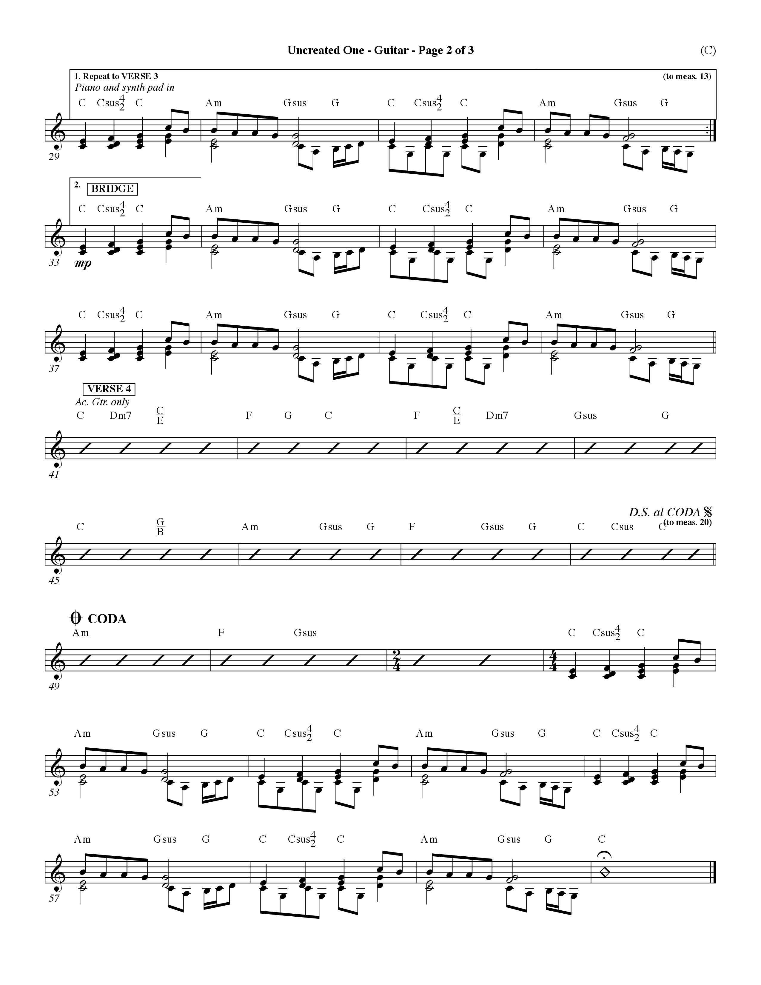 Uncreated One (Choral Anthem SATB) Acoustic Guitar (Word Music Choral / Orch. Dave Williamson)