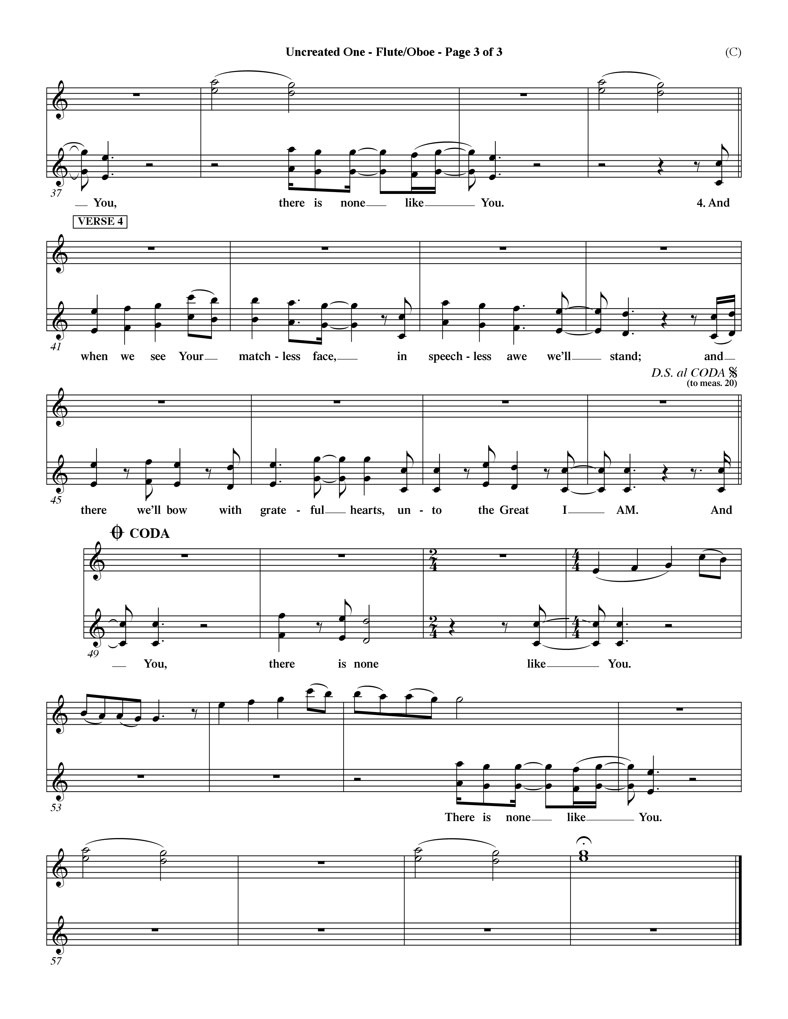 Uncreated One (Choral Anthem SATB) Flute/Oboe (Word Music Choral / Orch. Dave Williamson)