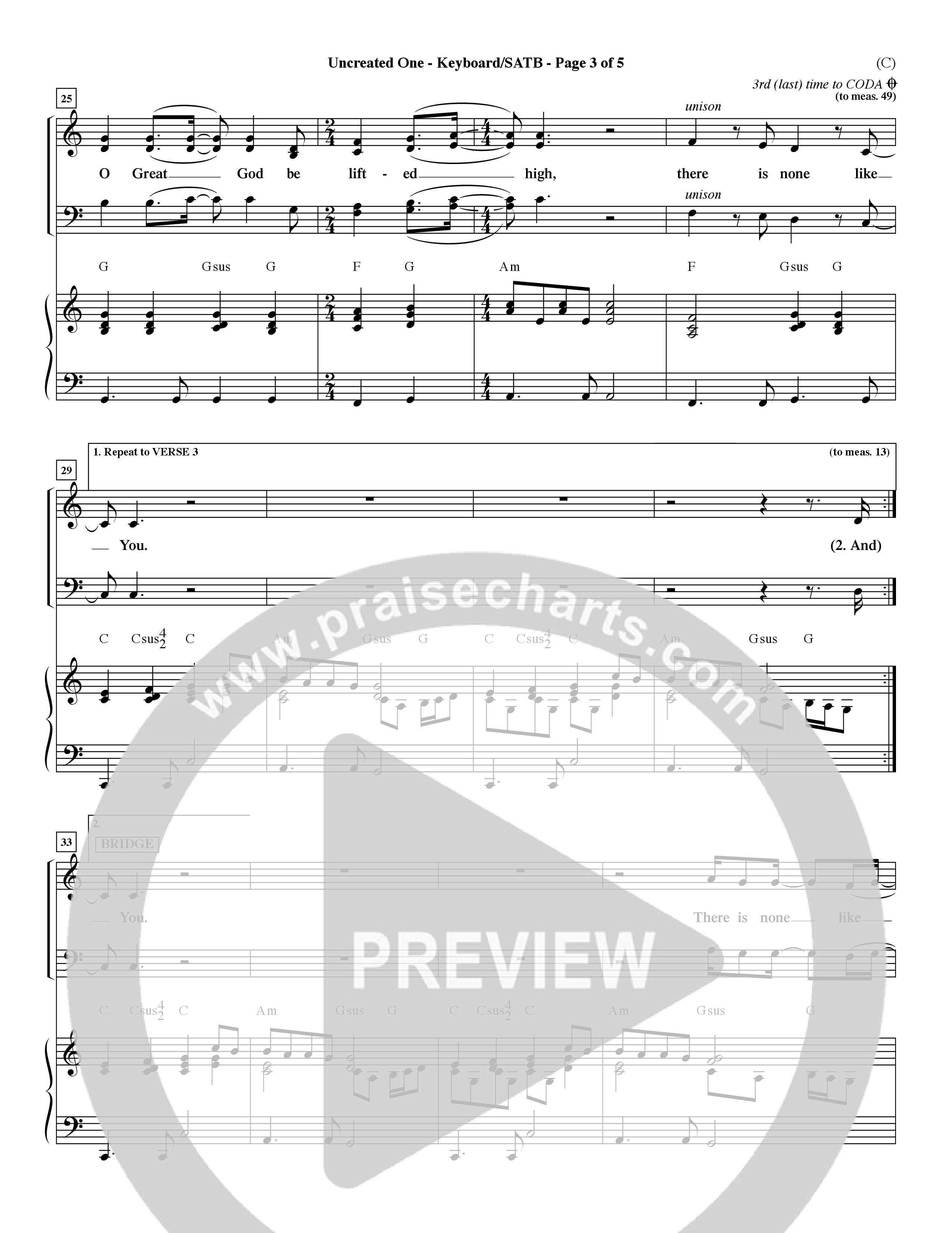 Uncreated One (Choral Anthem SATB) Keyboard/Vocal (SATB) (Word Music Choral / Orch. Dave Williamson)