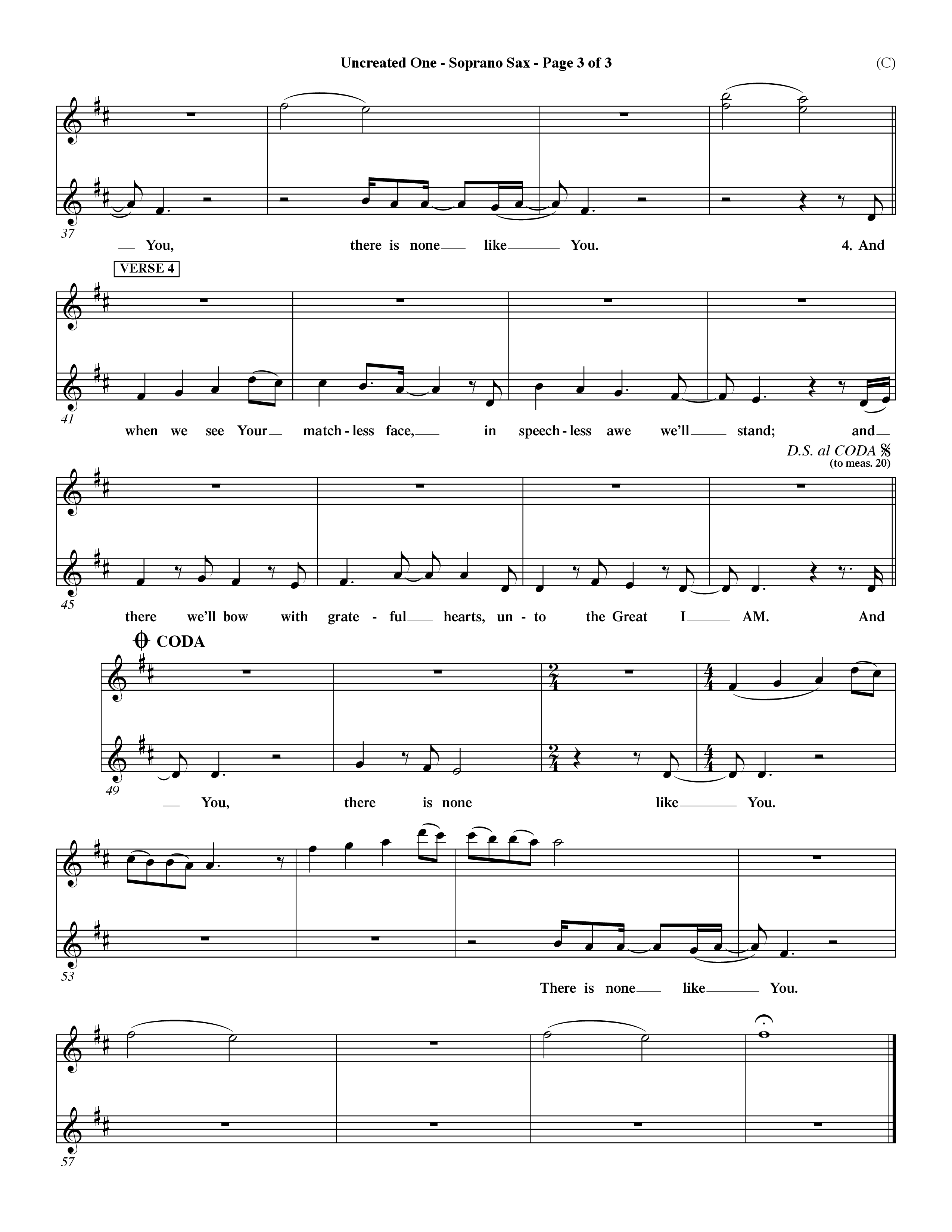 Uncreated One (Choral Anthem SATB) Saxophone (Word Music Choral / Orch. Dave Williamson)