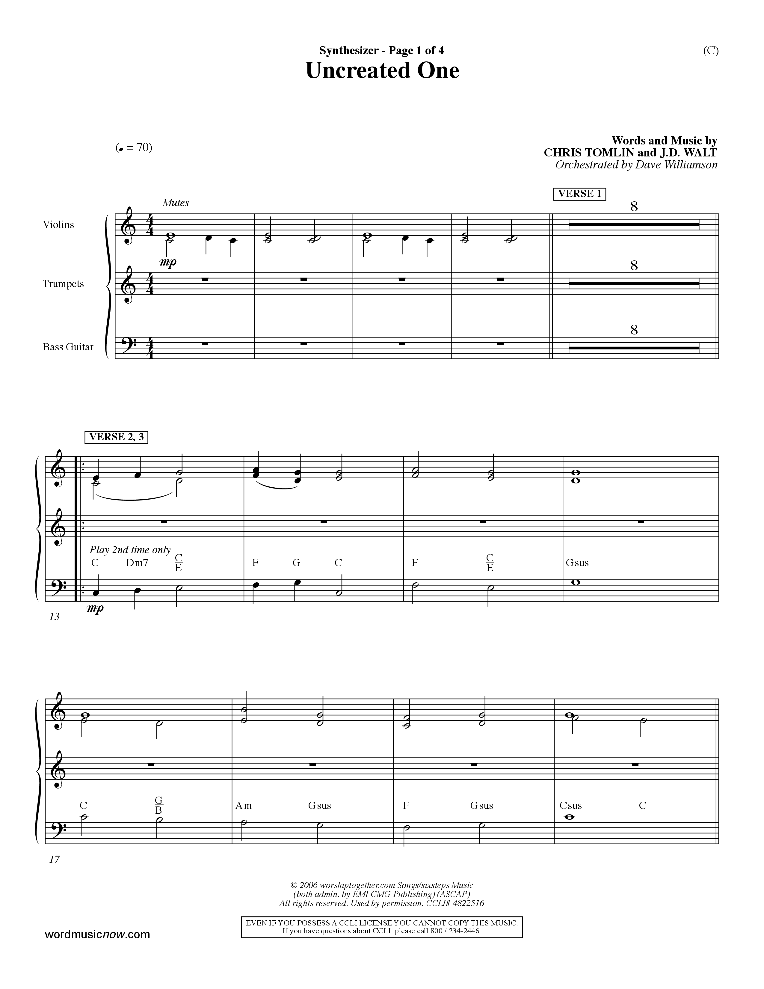 Uncreated One (Choral Anthem SATB) Synth (Word Music Choral / Orch. Dave Williamson)