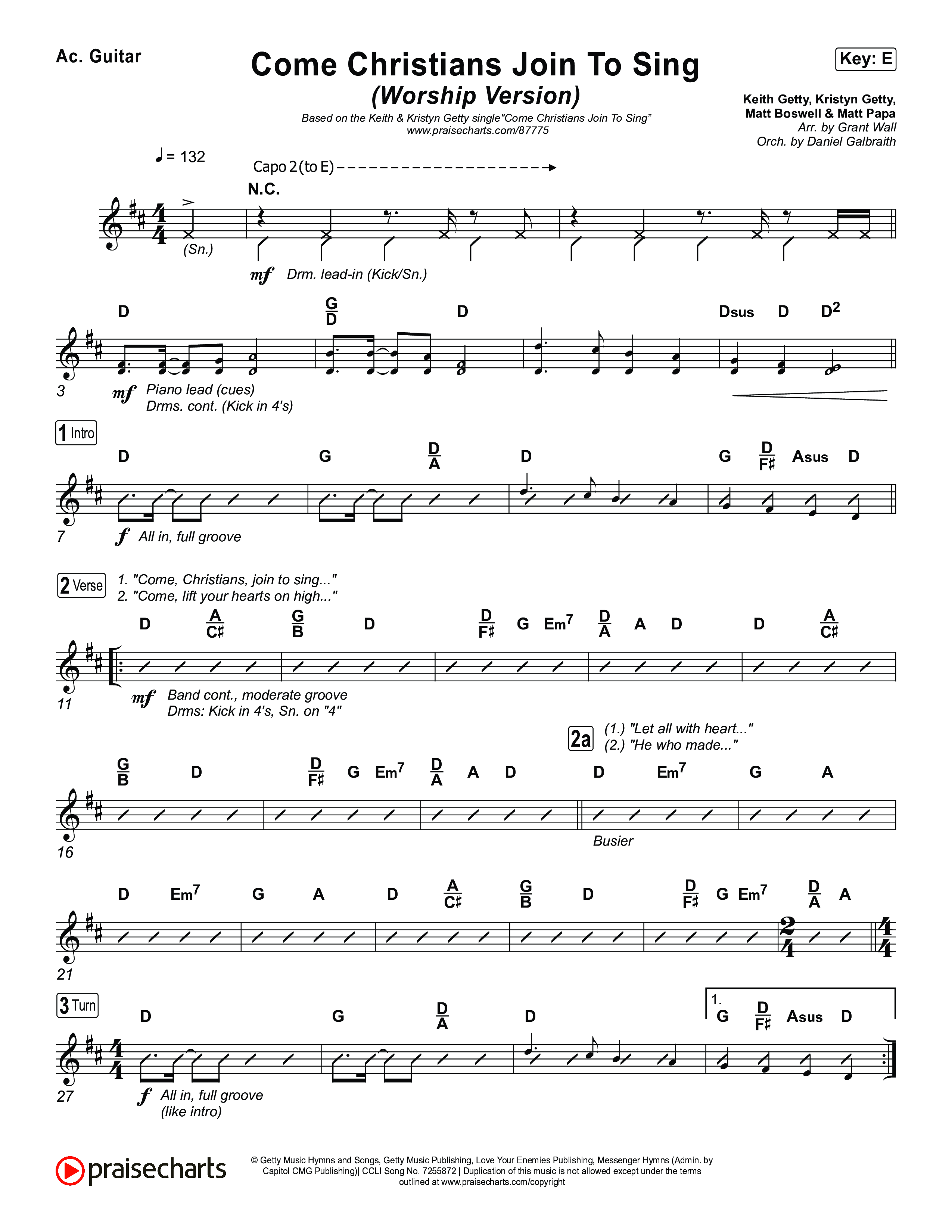 Come Christians Join To Sing (Worship Version) Acoustic Guitar (Keith & Kristyn Getty / Matt Papa / Matt Boswell / Sing!)