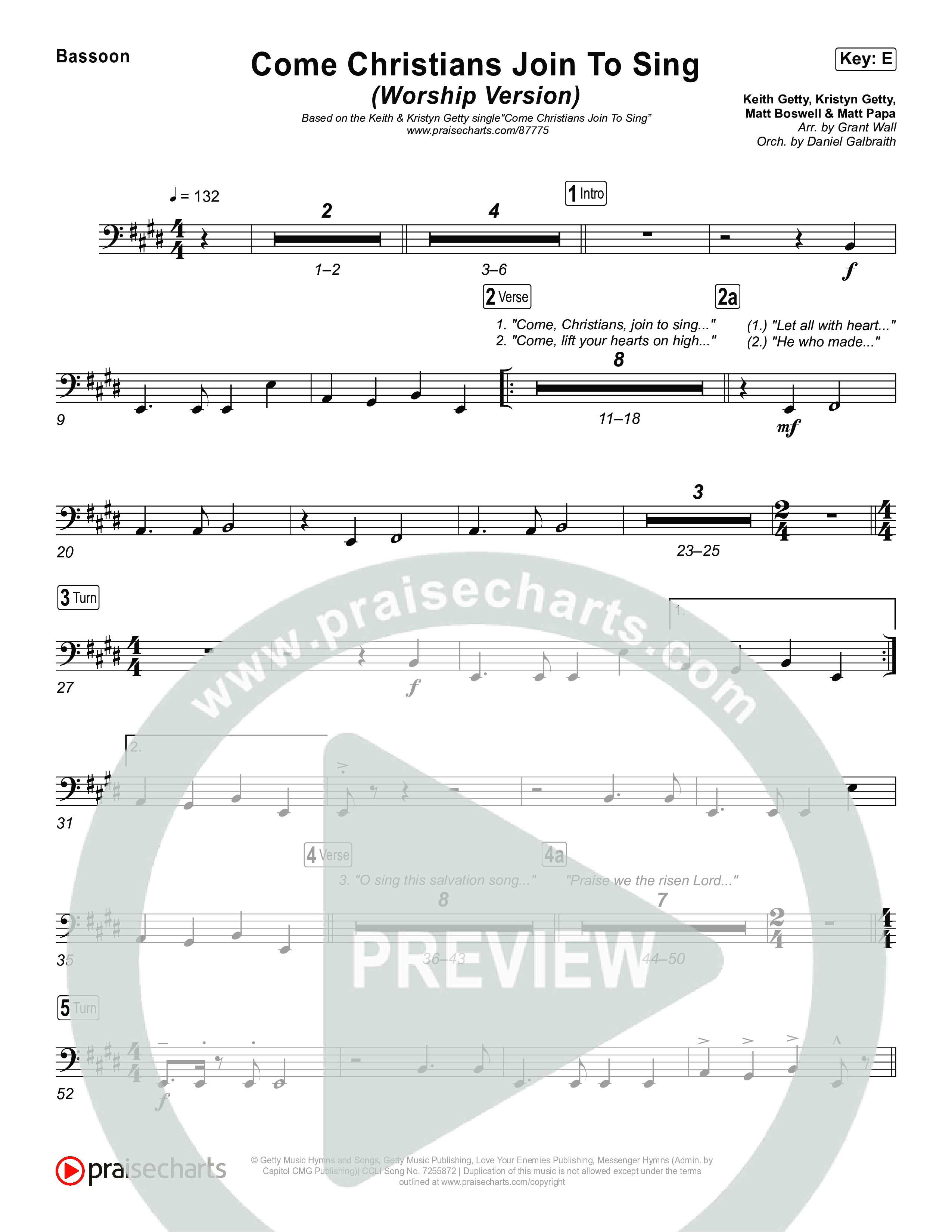 Come Christians Join To Sing (Worship Version) Bassoon (Keith & Kristyn Getty / Matt Papa / Matt Boswell / Sing!)