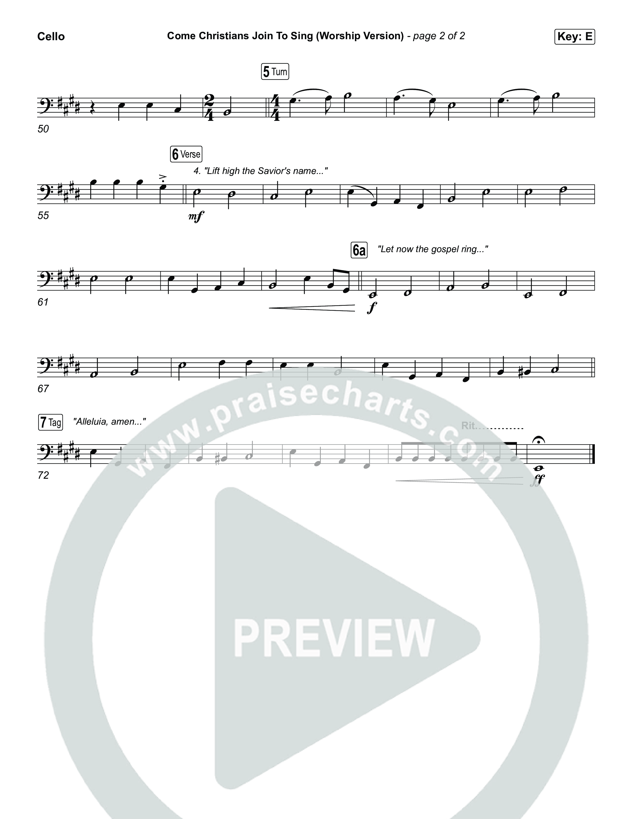 Come Christians Join To Sing (Worship Version) Cello (Keith & Kristyn Getty / Matt Papa / Matt Boswell / Sing!)