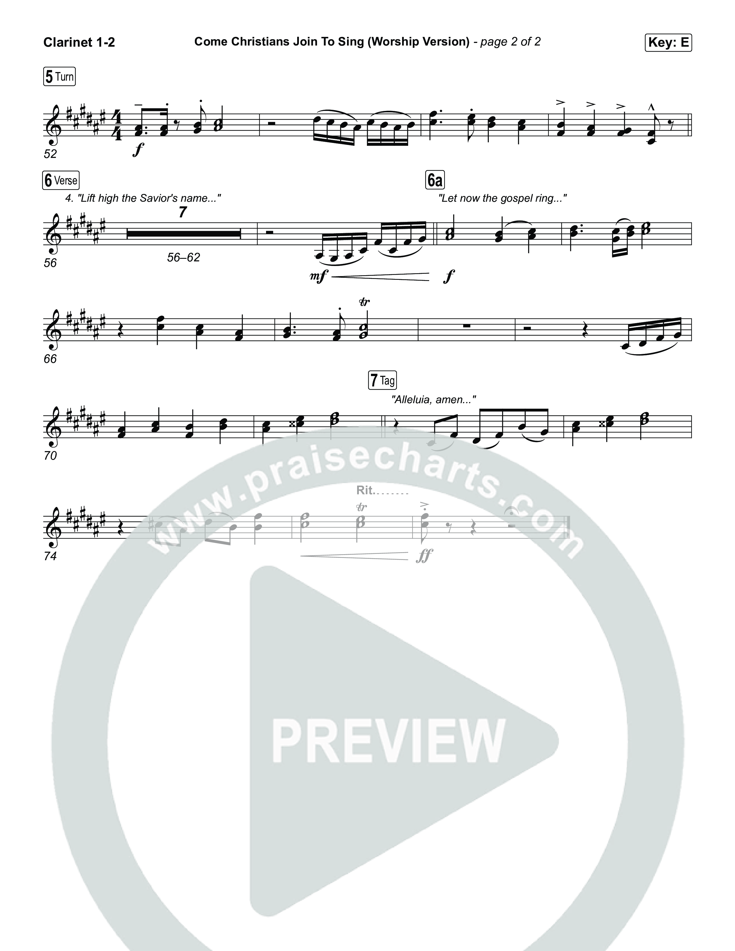 Come Christians Join To Sing (Worship Version) Clarinet 1,2 (Keith & Kristyn Getty / Matt Papa / Matt Boswell / Sing!)