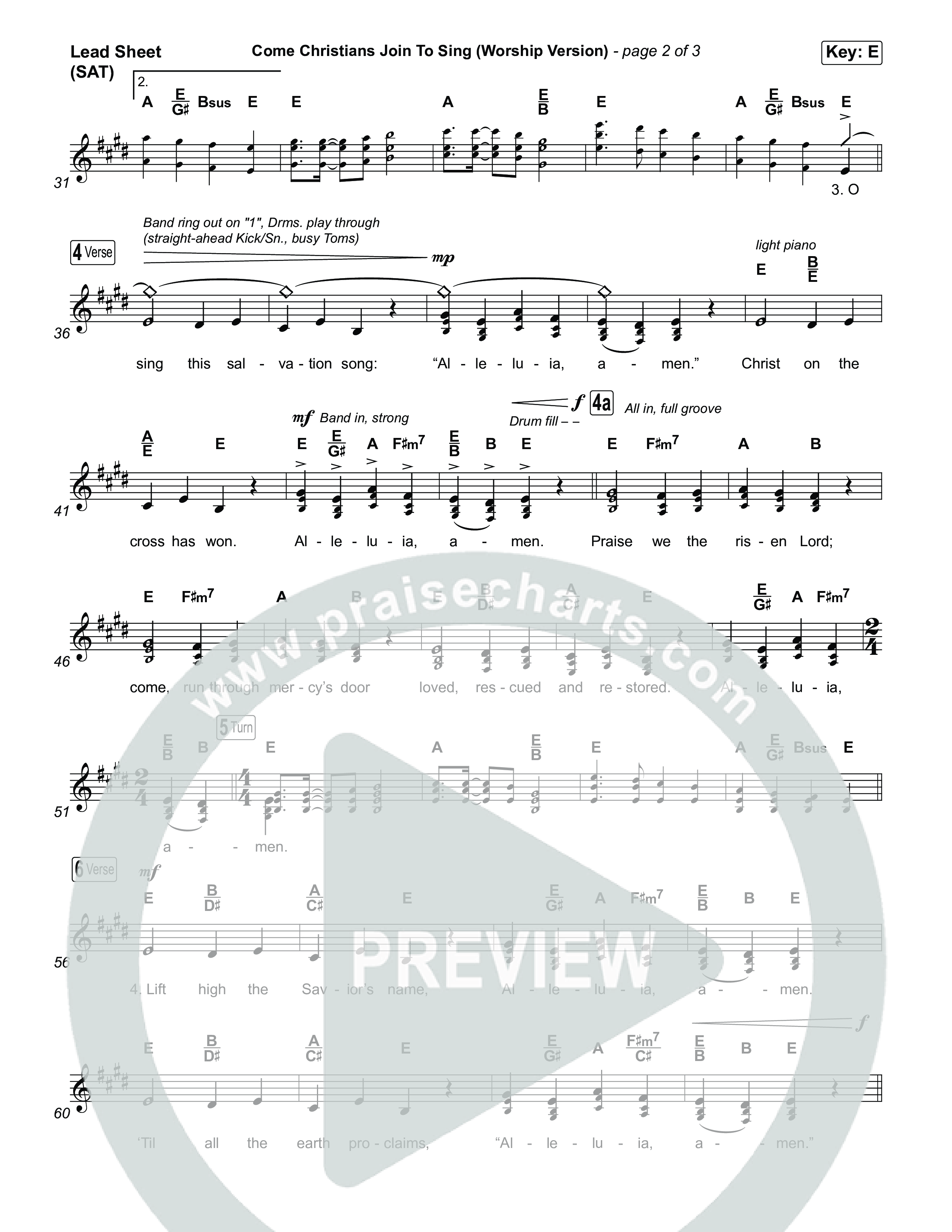 Come Christians Join To Sing (Worship Version) Lead Sheet (SAT) (Keith & Kristyn Getty / Matt Papa / Matt Boswell / Sing!)