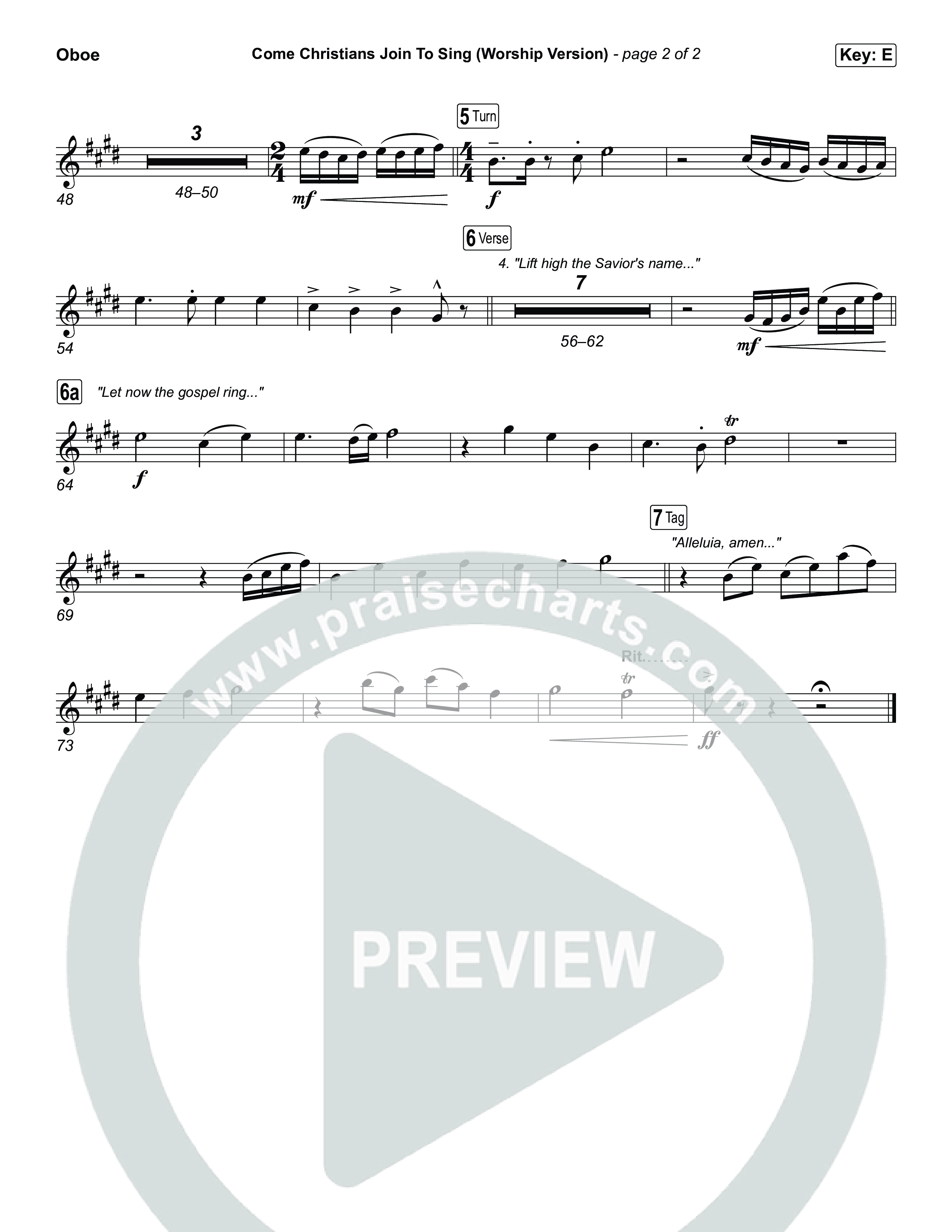 Come Christians Join To Sing (Worship Version) Oboe (Keith & Kristyn Getty / Matt Papa / Matt Boswell / Sing!)