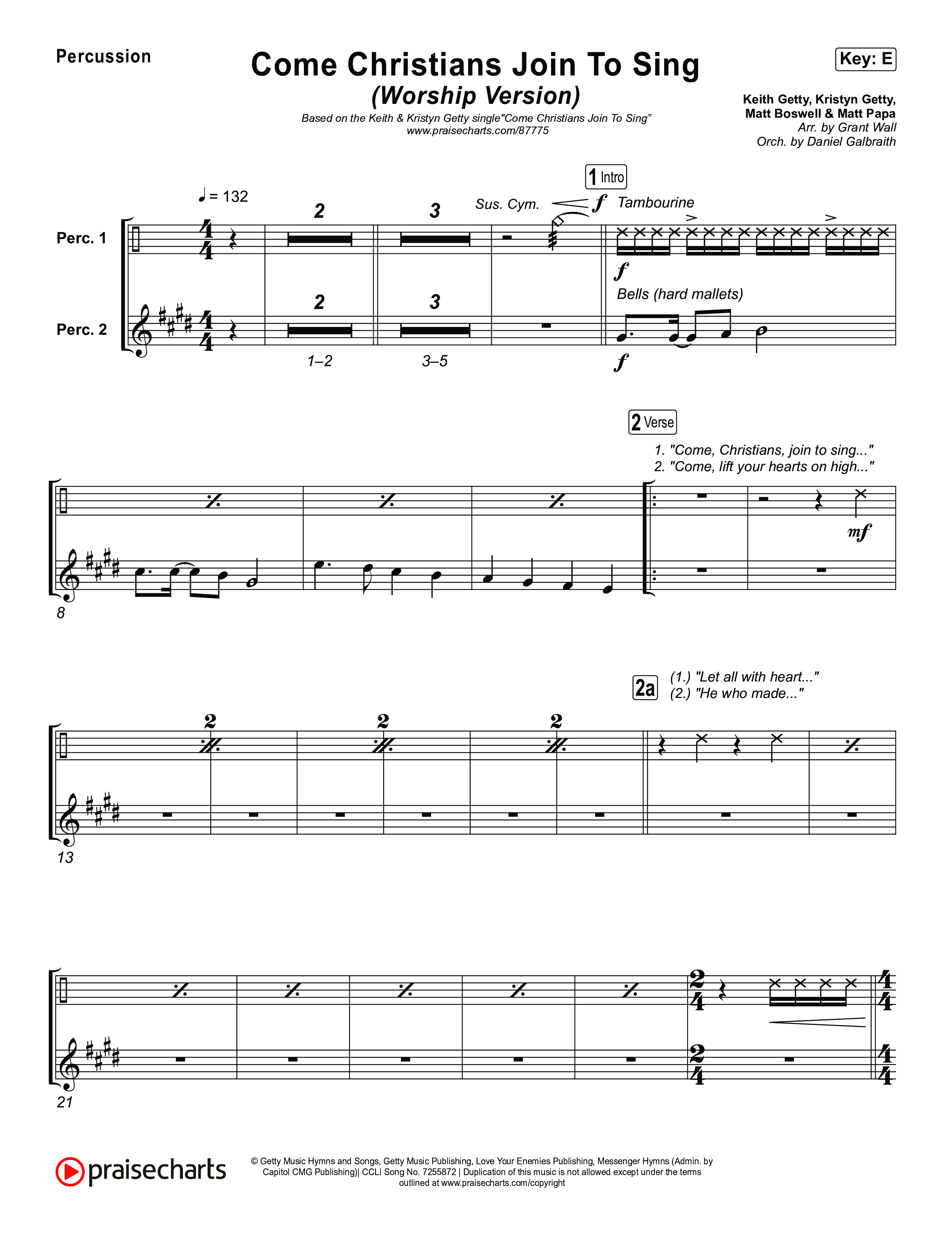 Come Christians Join To Sing (Worship Version) Percussion (Keith & Kristyn Getty / Matt Papa / Matt Boswell / Sing!)