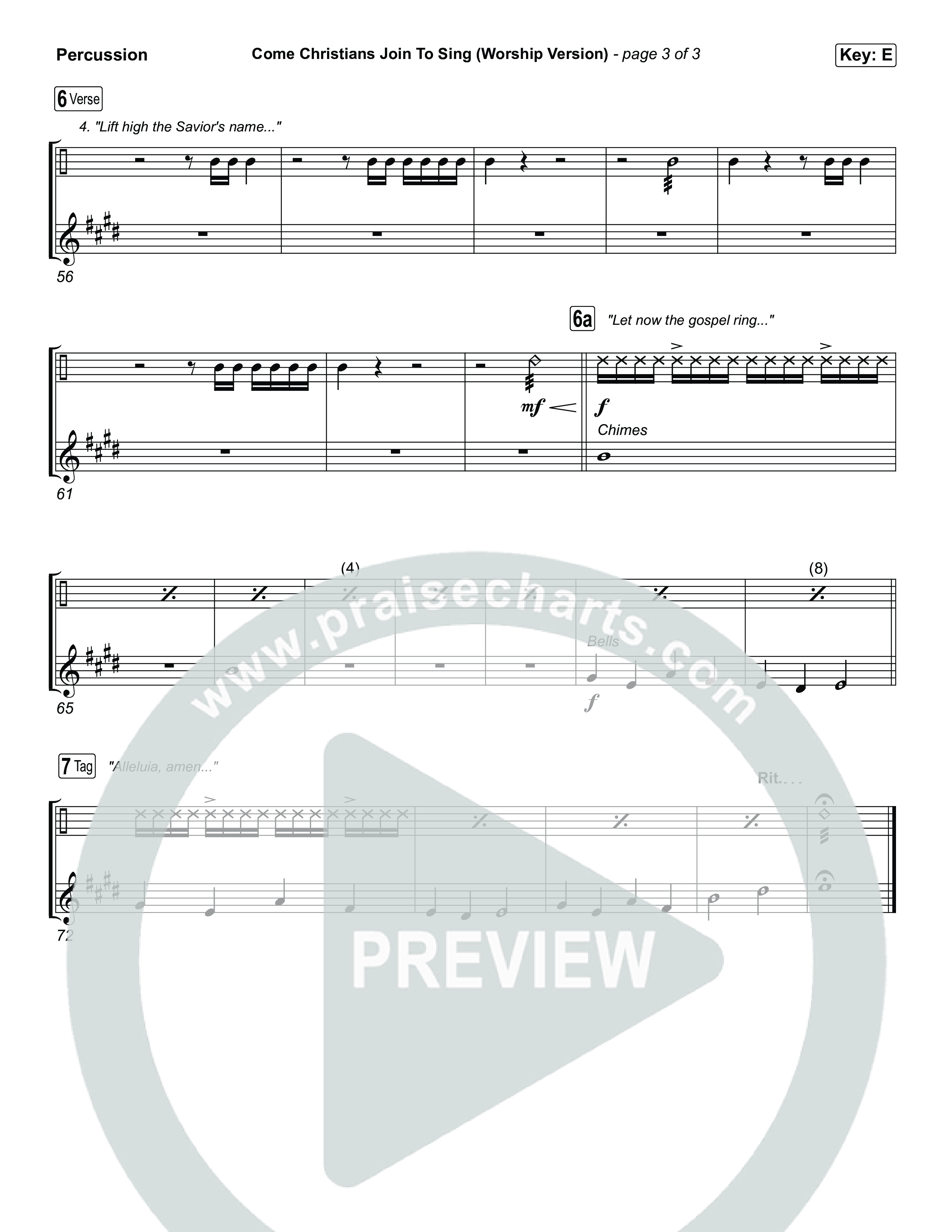 Come Christians Join To Sing (Worship Version) Percussion (Keith & Kristyn Getty / Matt Papa / Matt Boswell / Sing!)