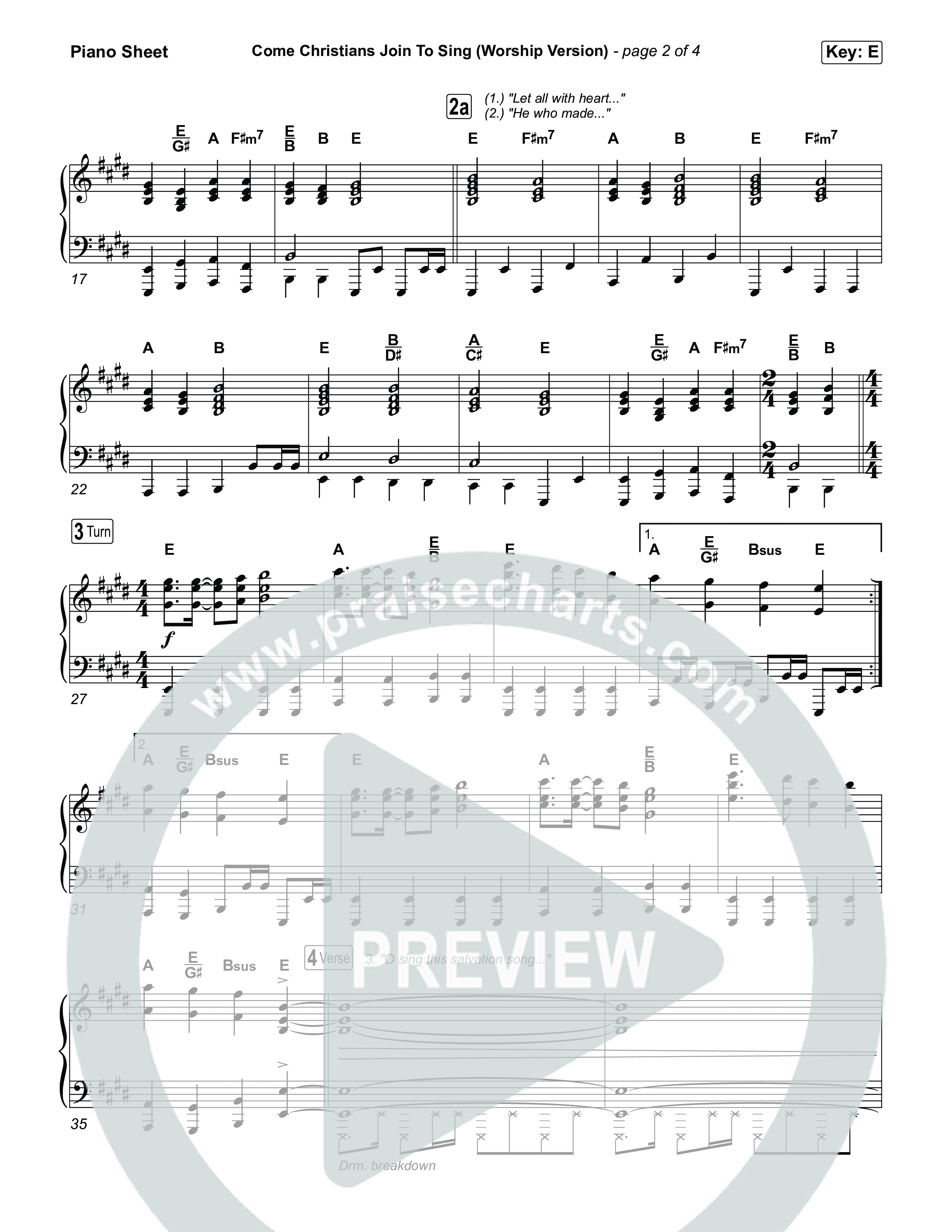 Come Christians Join To Sing (Worship Version) Piano Sheet (Keith & Kristyn Getty / Matt Papa / Matt Boswell / Sing!)