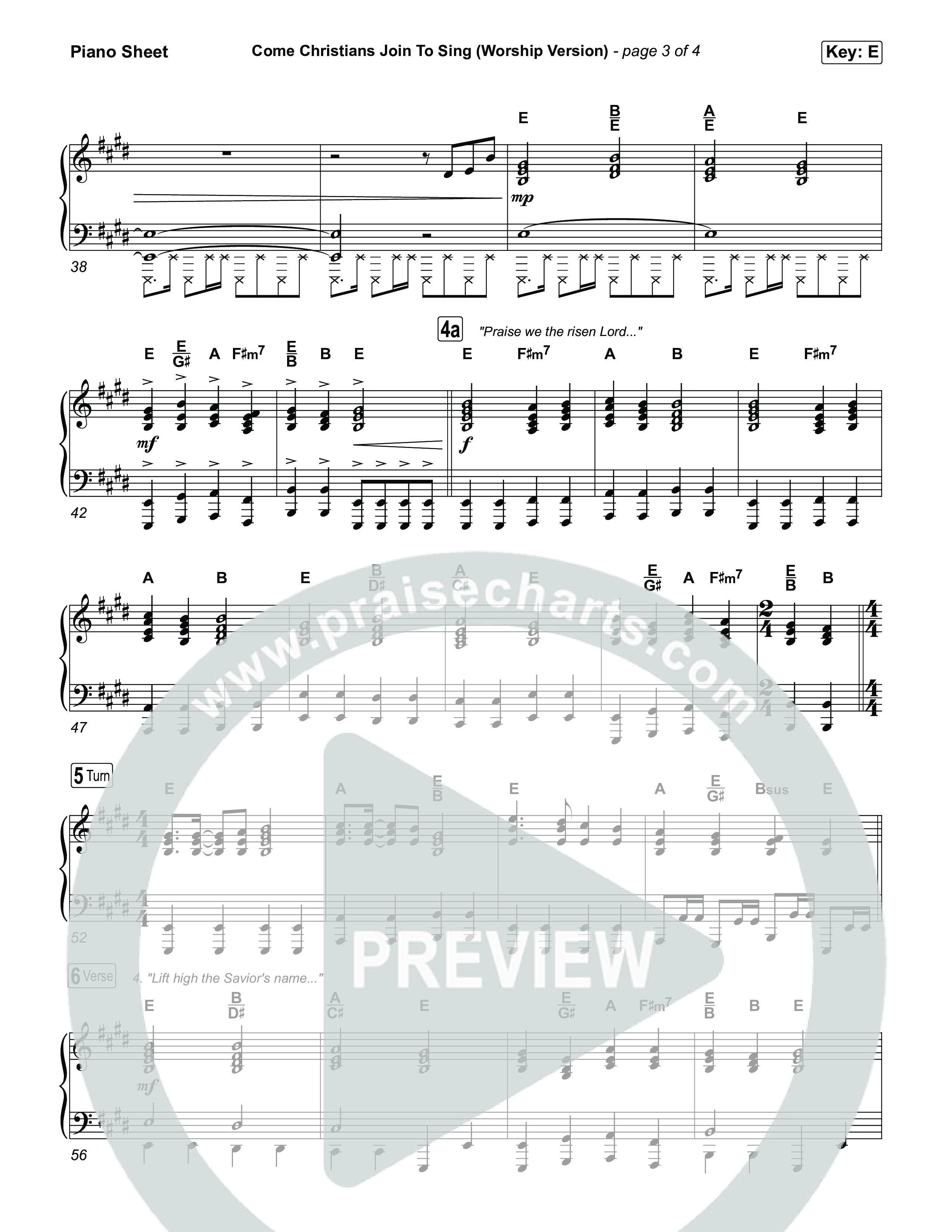 Come Christians Join To Sing (Worship Version) Piano Sheet (Keith & Kristyn Getty / Matt Papa / Matt Boswell / Sing!)