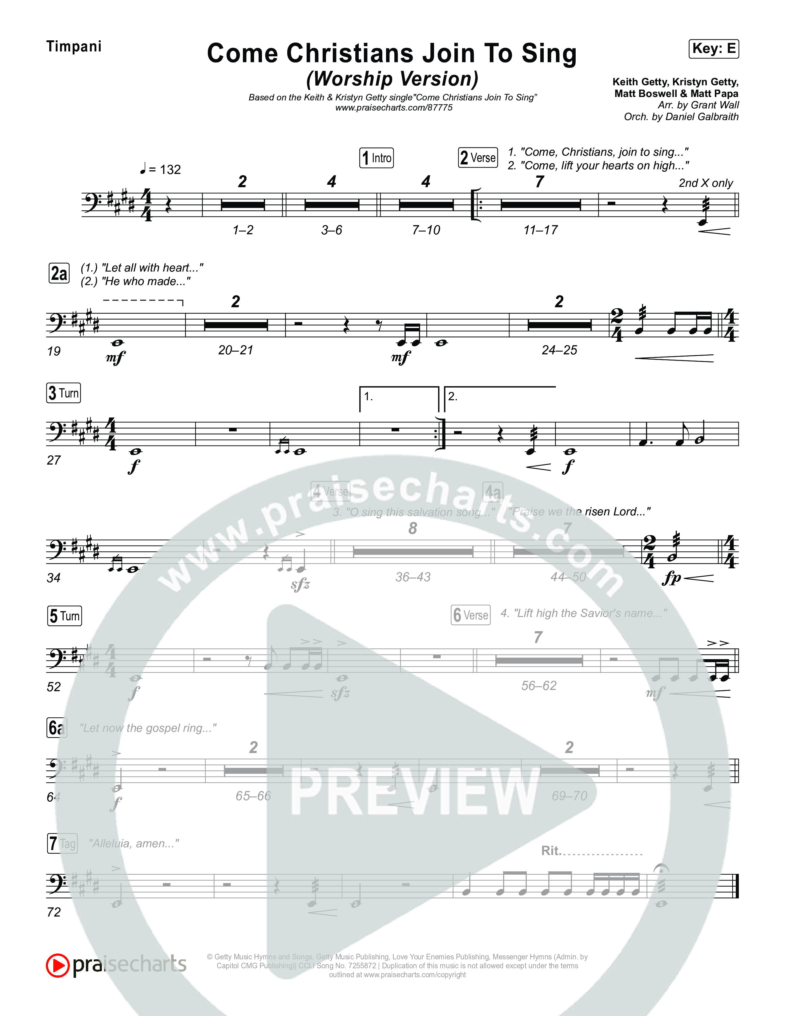 Come Christians Join To Sing (Worship Version) Timpani (Keith & Kristyn Getty / Matt Papa / Matt Boswell / Sing!)