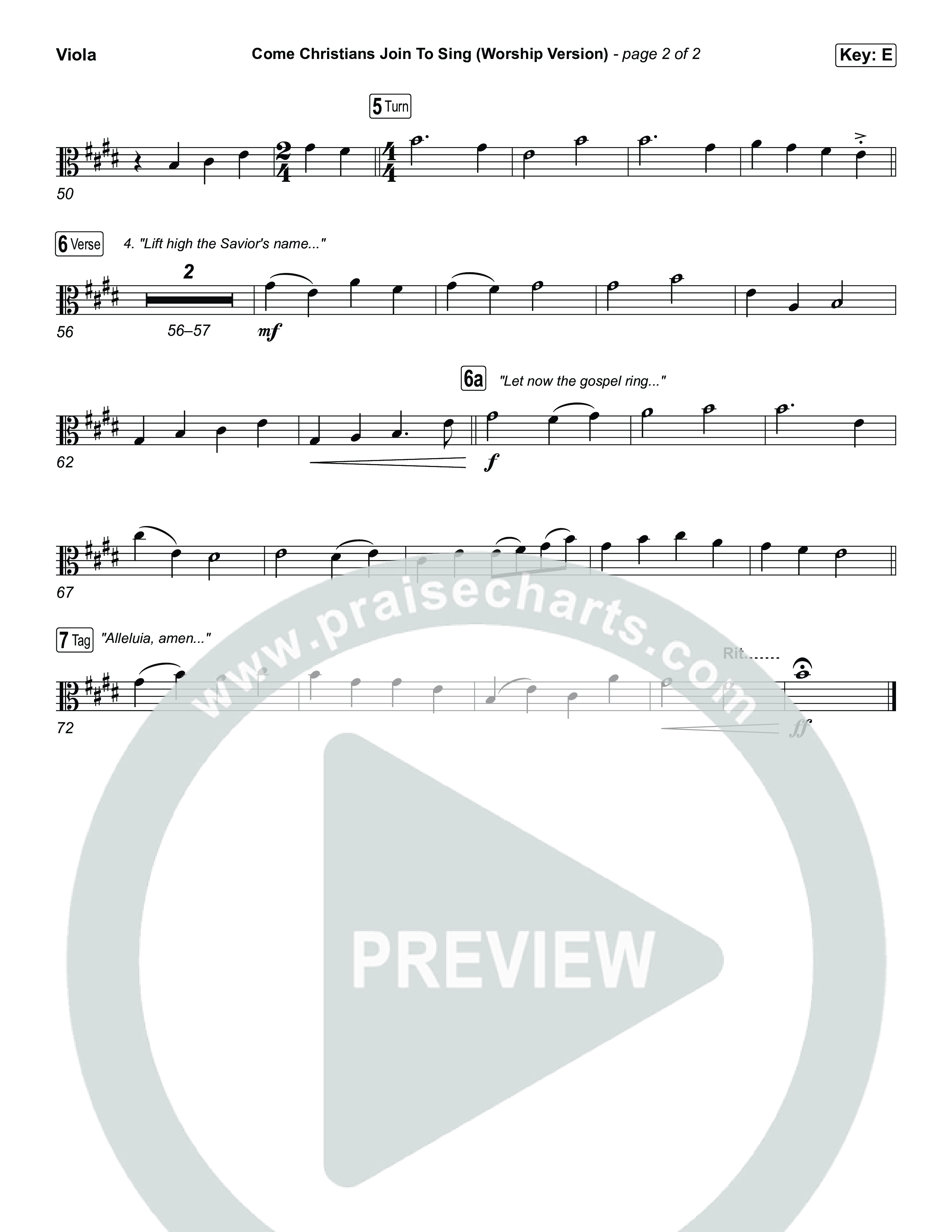 Come Christians Join To Sing (Worship Version) Viola (Keith & Kristyn Getty / Matt Papa / Matt Boswell / Sing!)