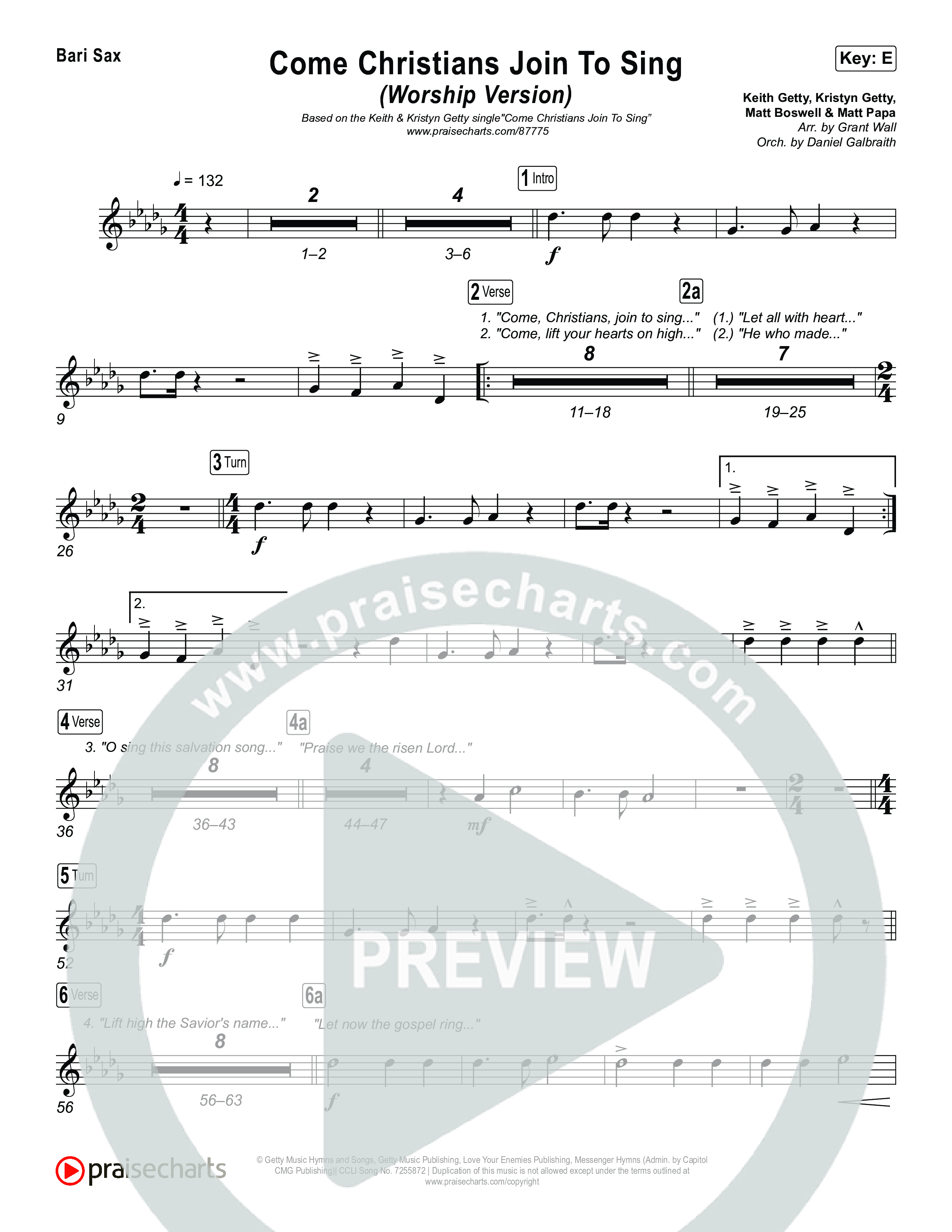 Come Christians Join To Sing (Worship Version) Bari Sax (Keith & Kristyn Getty / Matt Papa / Matt Boswell / Sing!)