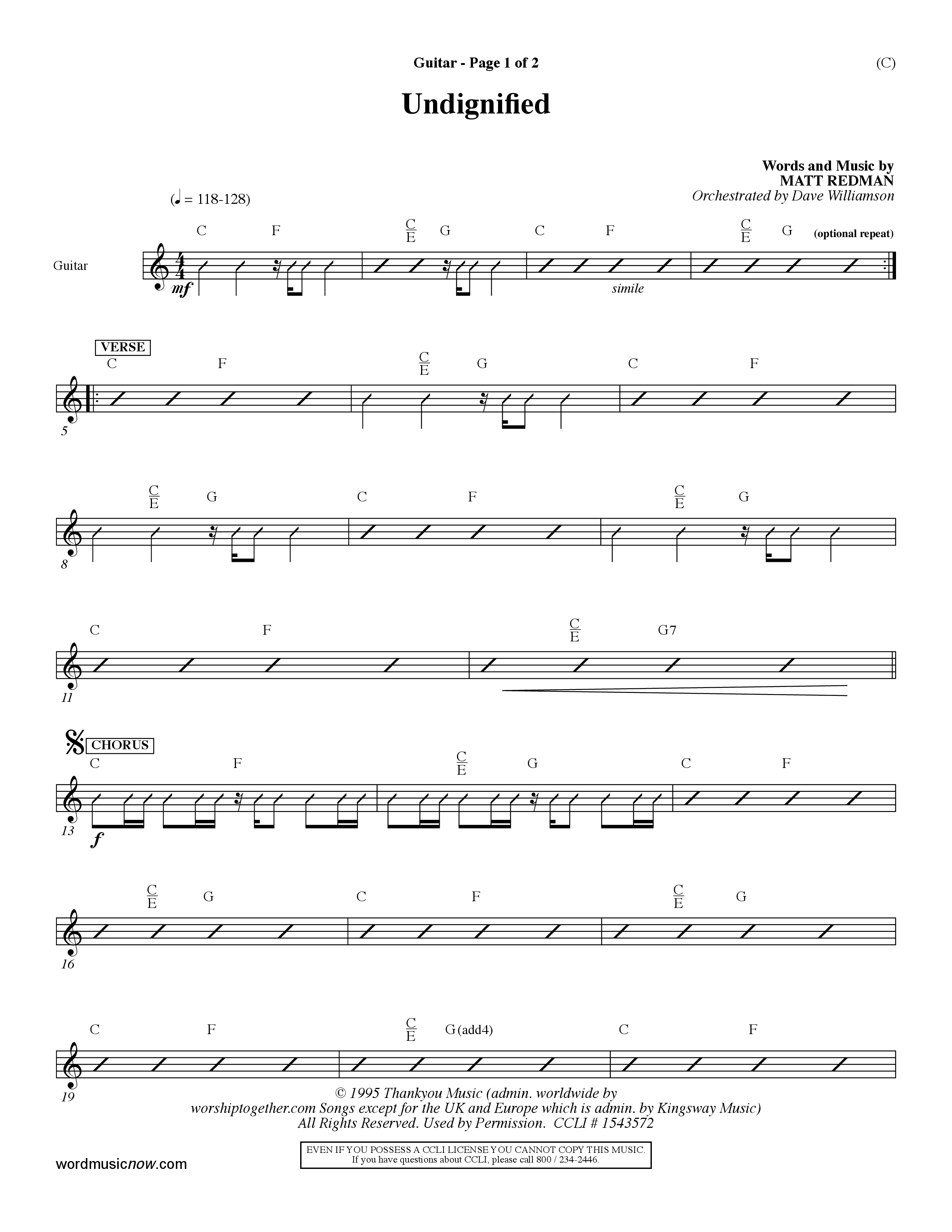 Undignified (Choral Anthem SATB) Acoustic Guitar (Word Music Choral / Orch. Dave Williamson)