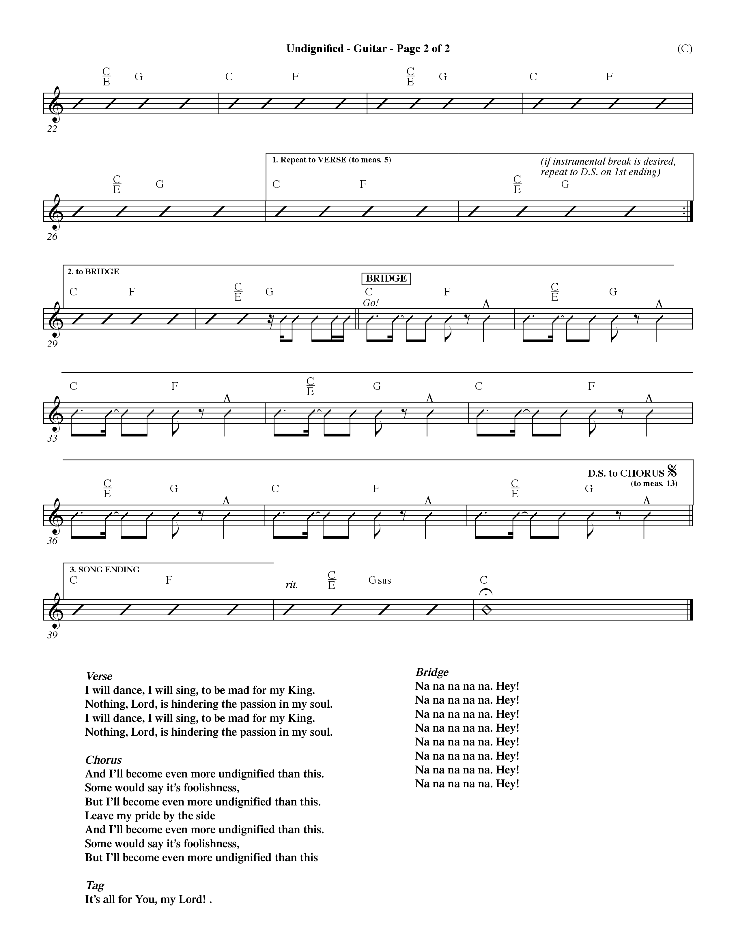Undignified (Choral Anthem SATB) Acoustic Guitar (Word Music Choral / Orch. Dave Williamson)
