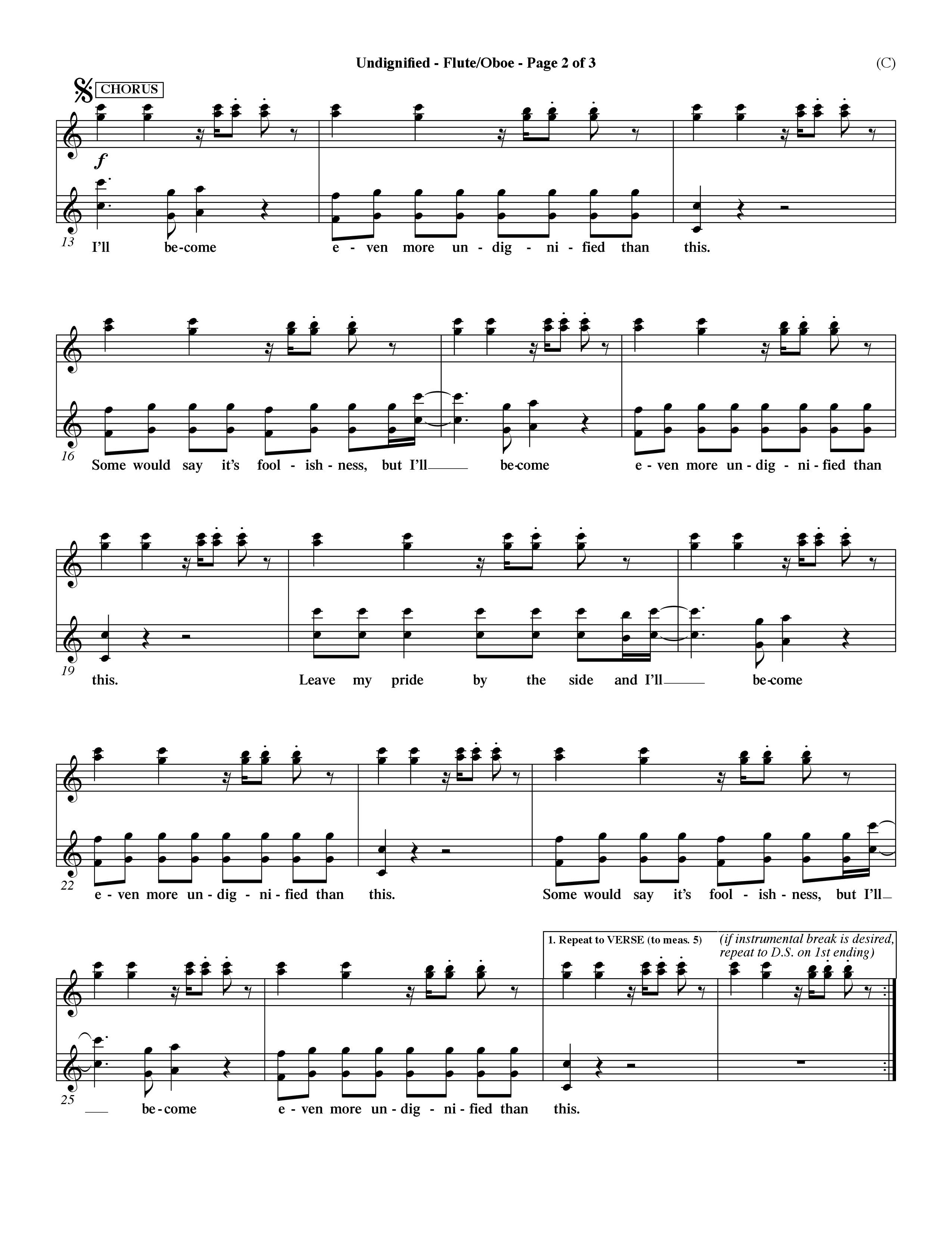 Undignified (Choral Anthem SATB) Flute/Oboe (Word Music Choral / Orch. Dave Williamson)