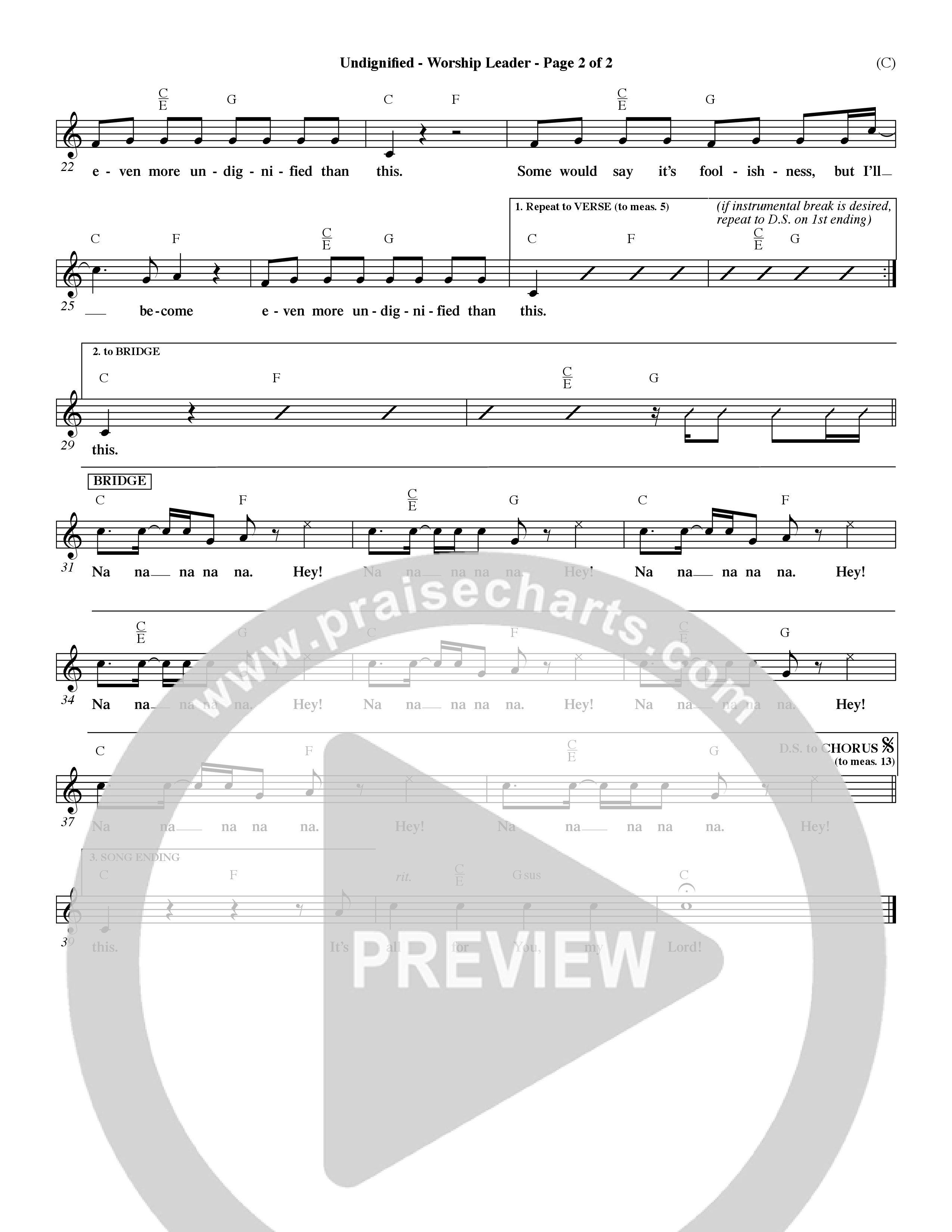 Undignified (Choral Anthem SATB) Rhythm Pack (Word Music Choral / Orch. Dave Williamson)
