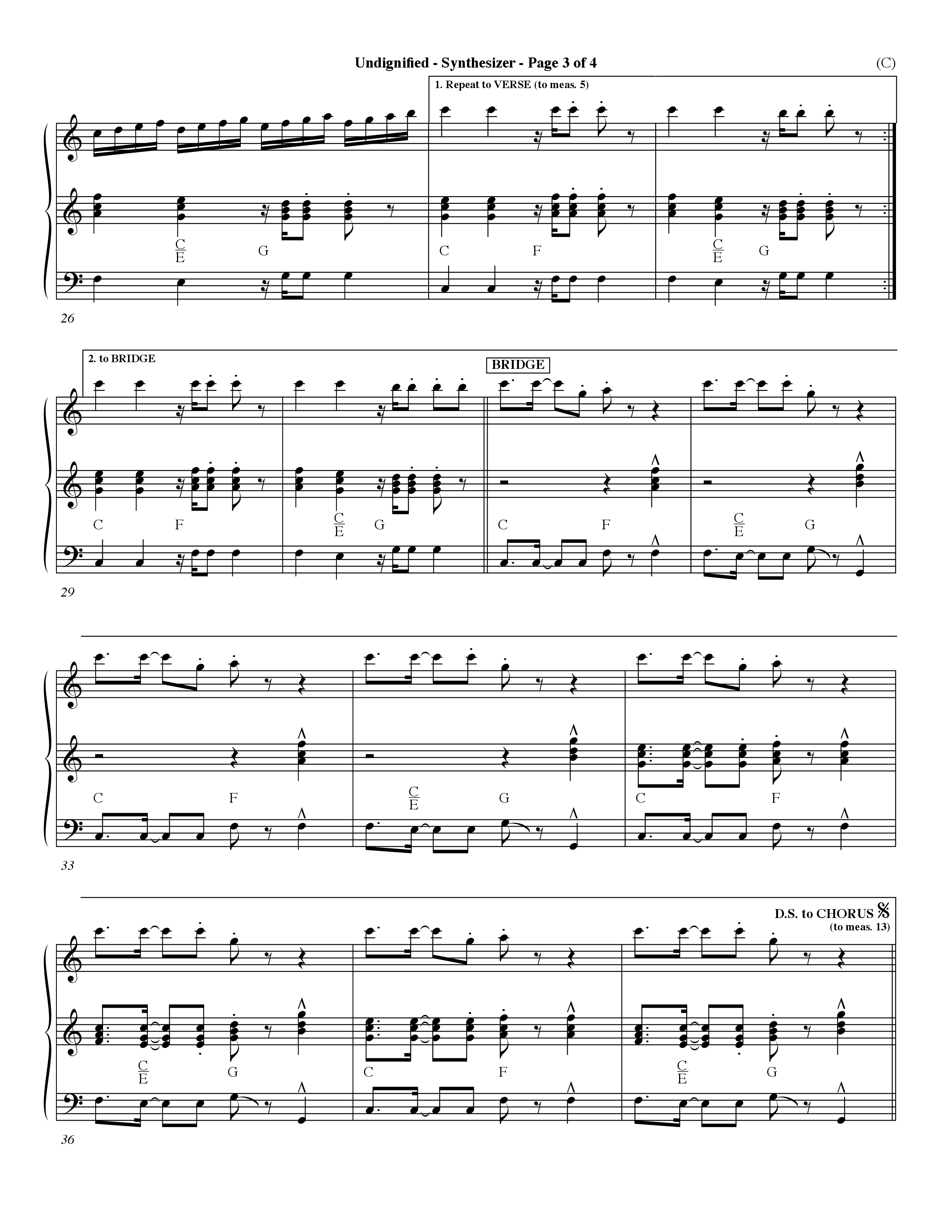 Undignified (Choral Anthem SATB) Synth (Word Music Choral / Orch. Dave Williamson)