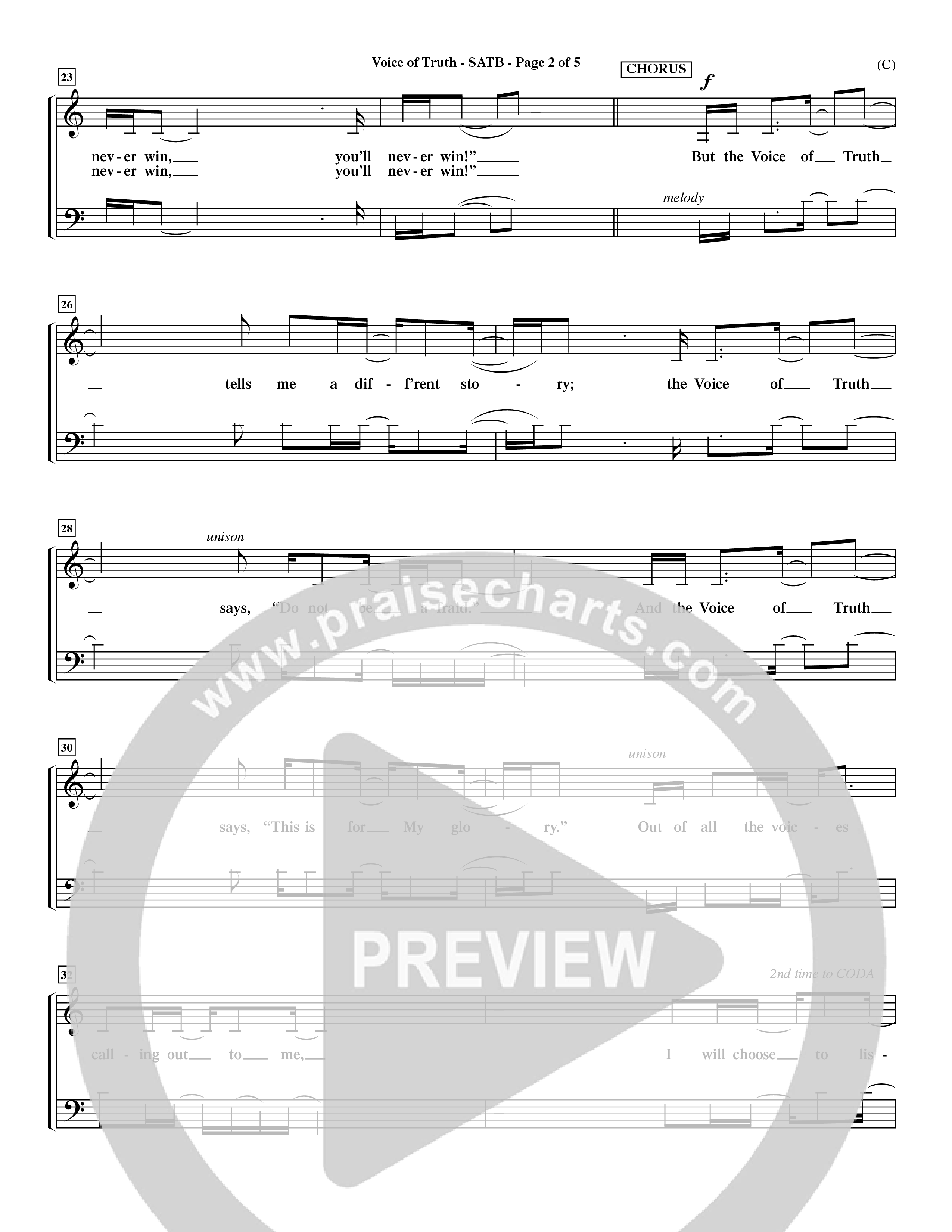Voice of Truth (Choral Anthem SATB) Choir Sheet (SATB) (Word Music Choral / Orch. Dave Williamson)