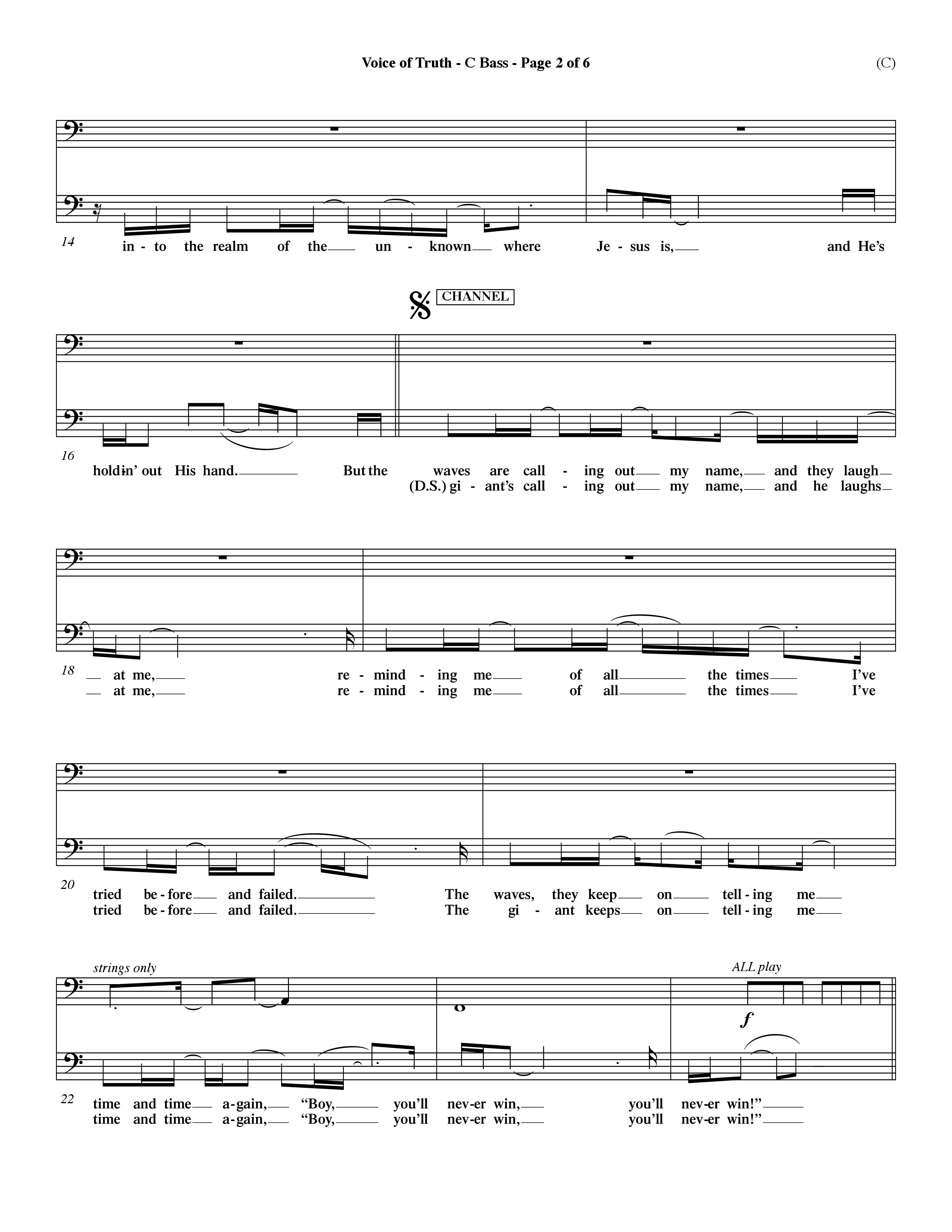 Voice of Truth (Choral Anthem SATB) Contrabass (Word Music Choral / Orch. Dave Williamson)