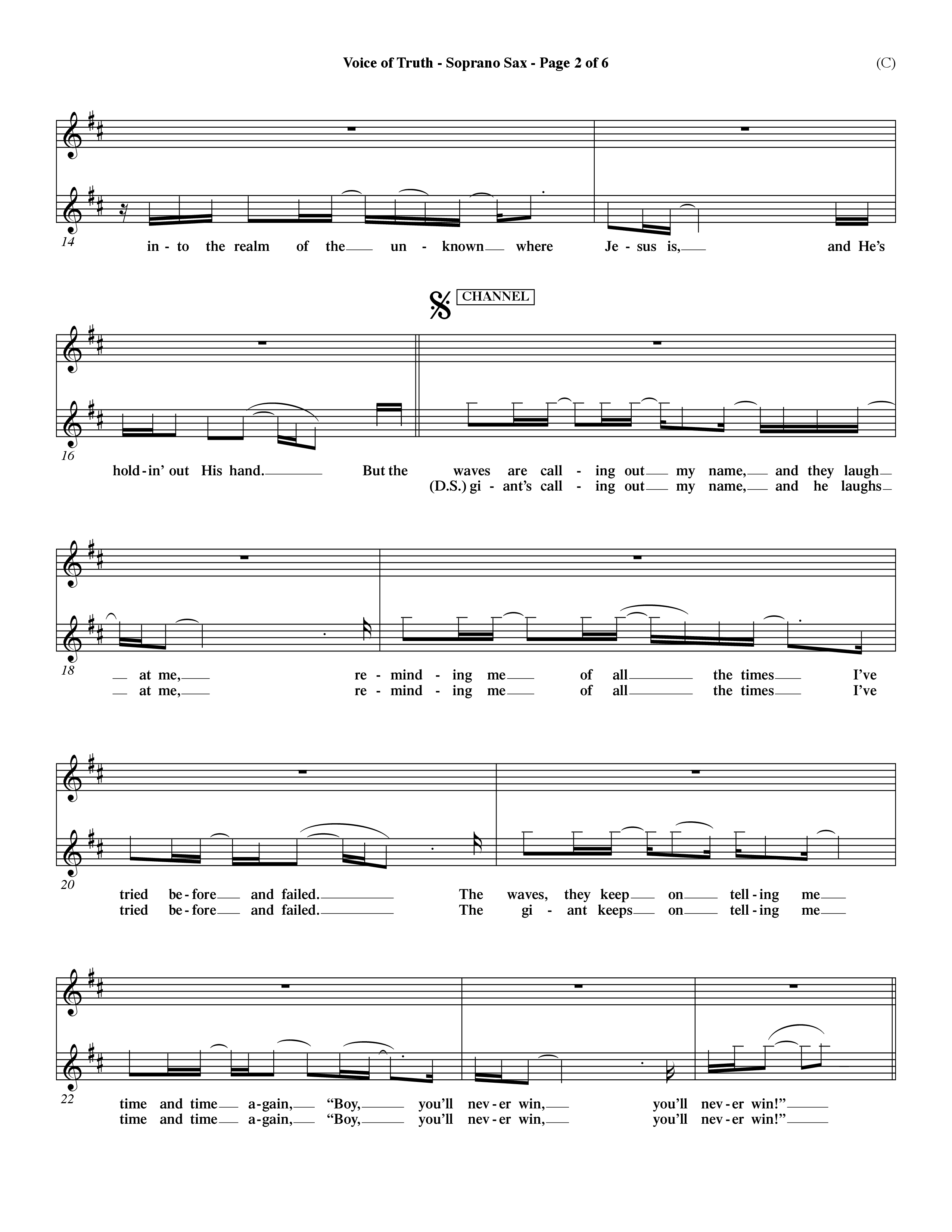 Voice of Truth (Choral Anthem SATB) Saxophone (Word Music Choral / Orch. Dave Williamson)