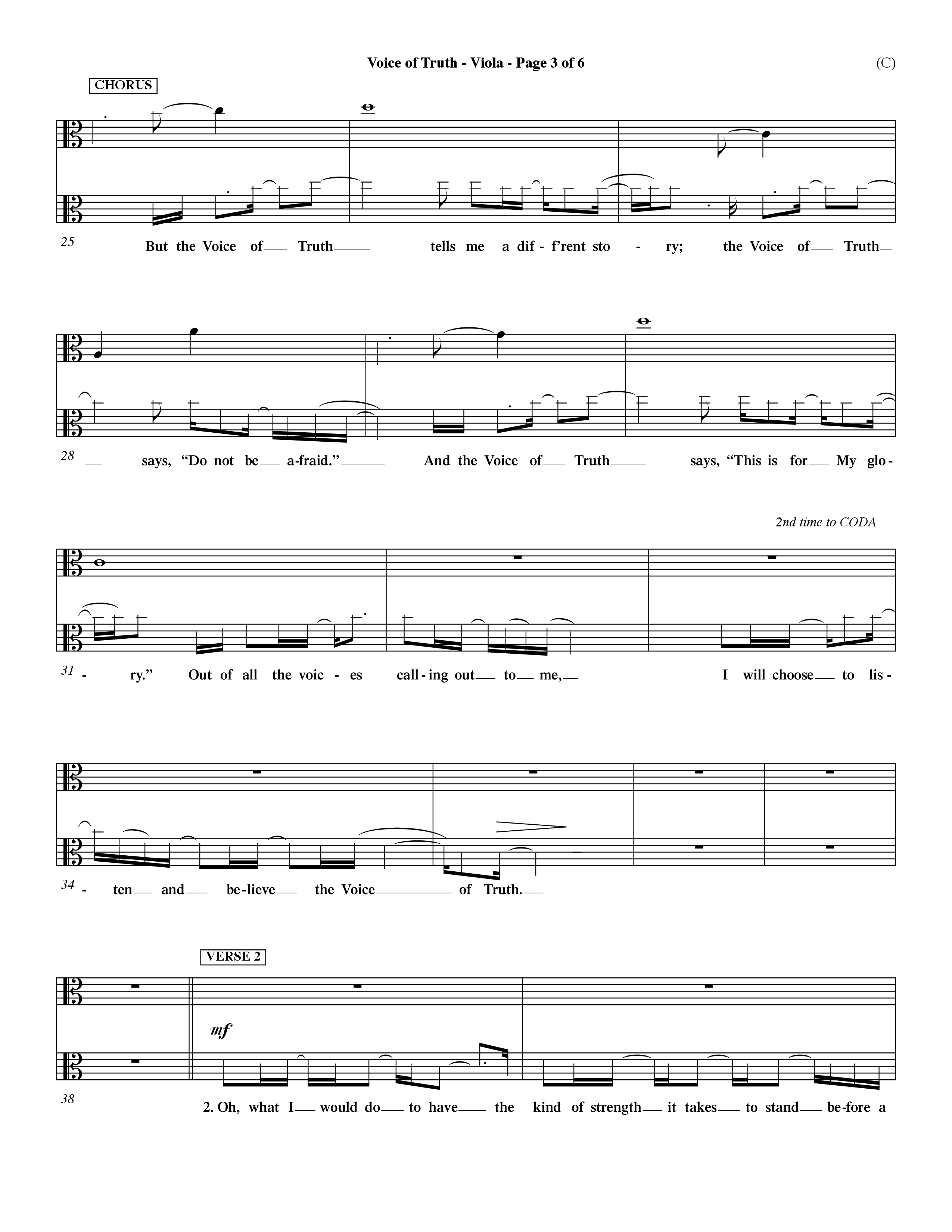 Voice of Truth (Choral Anthem SATB) Viola (Word Music Choral / Orch. Dave Williamson)