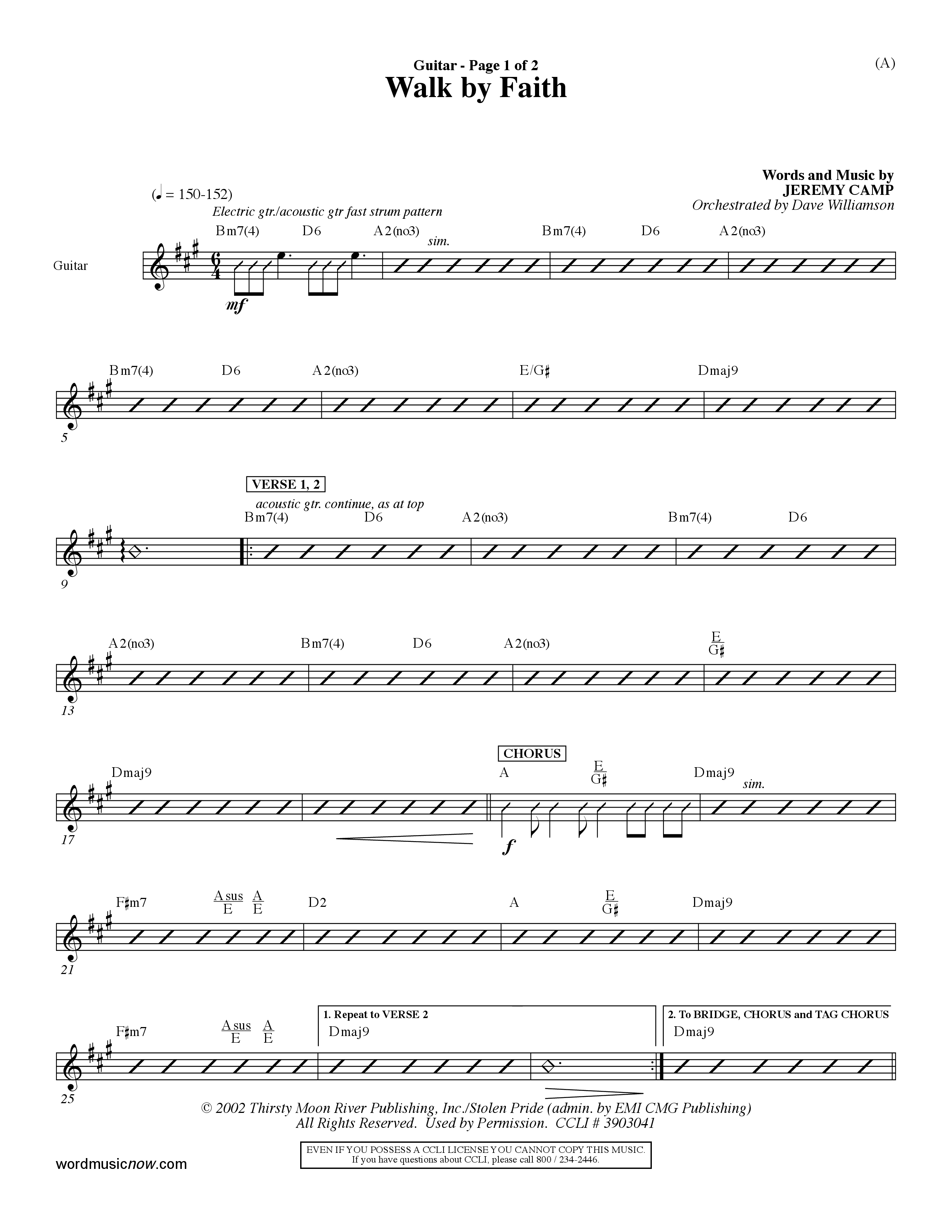 Walk By Faith (Choral Anthem SATB) Acoustic Guitar (Word Music Choral / Orch. Dave Williamson)