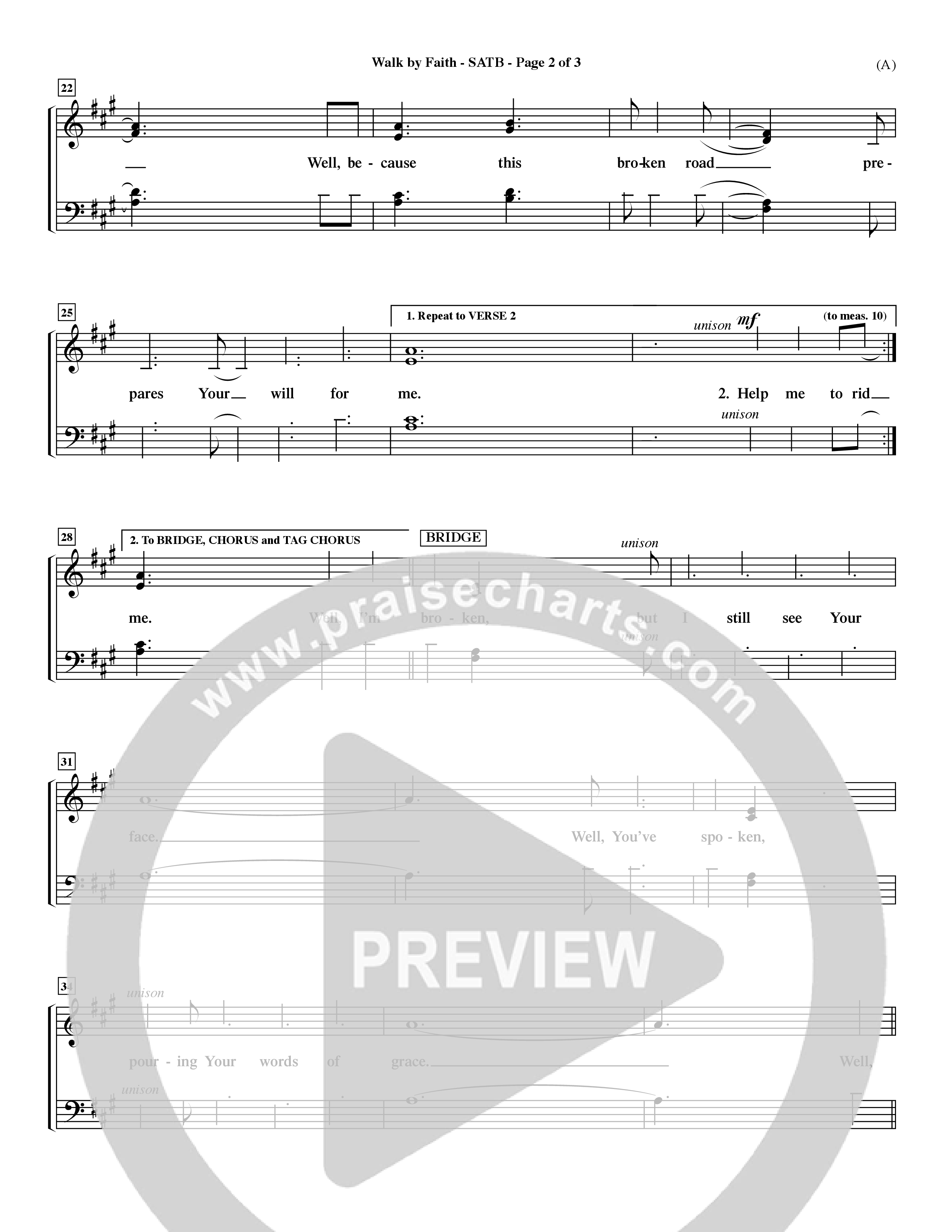 Walk By Faith (Choral Anthem SATB) Choir Sheet (SATB) (Word Music Choral / Orch. Dave Williamson)