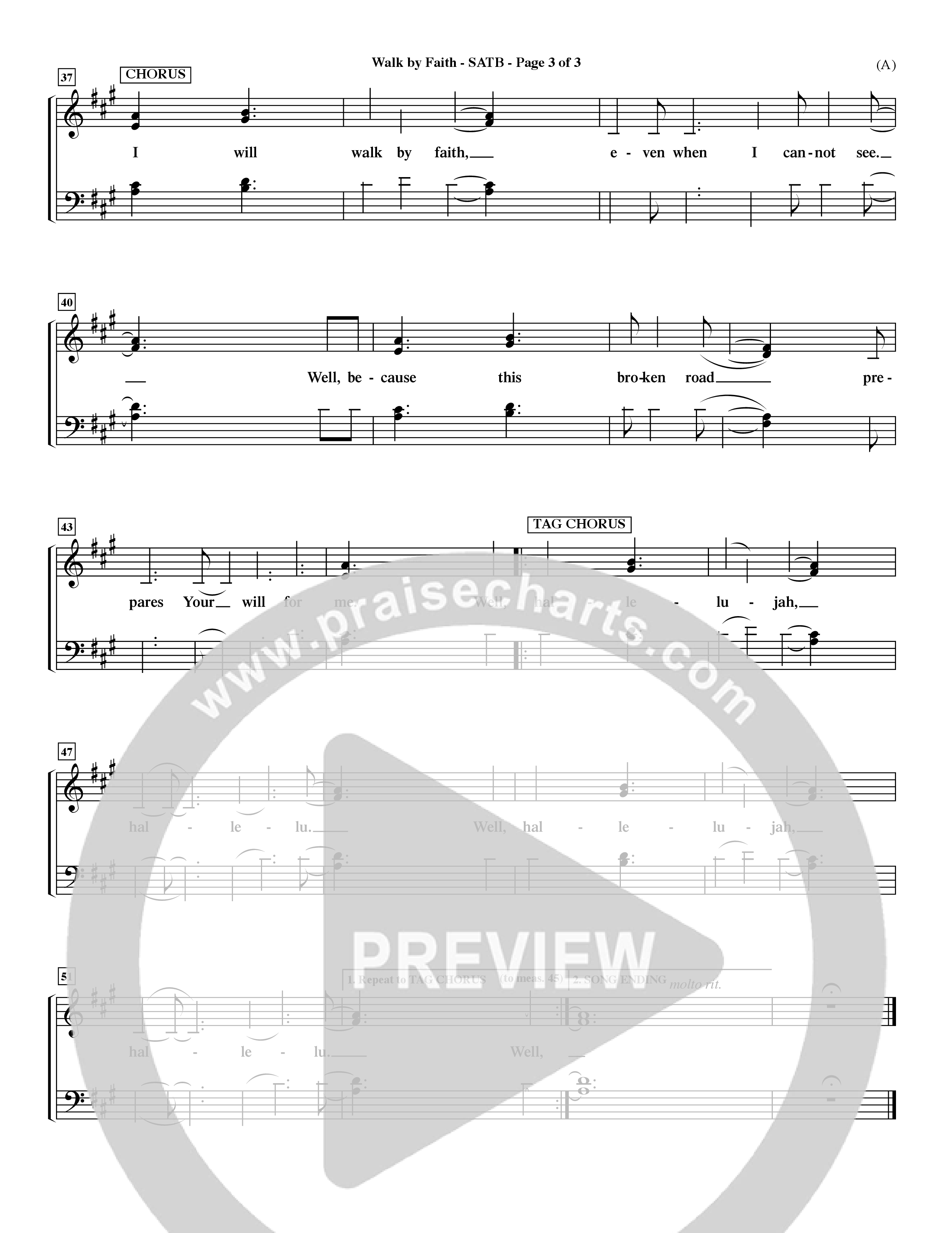 Walk By Faith (Choral Anthem SATB) Choir Sheet (SATB) (Word Music Choral / Orch. Dave Williamson)