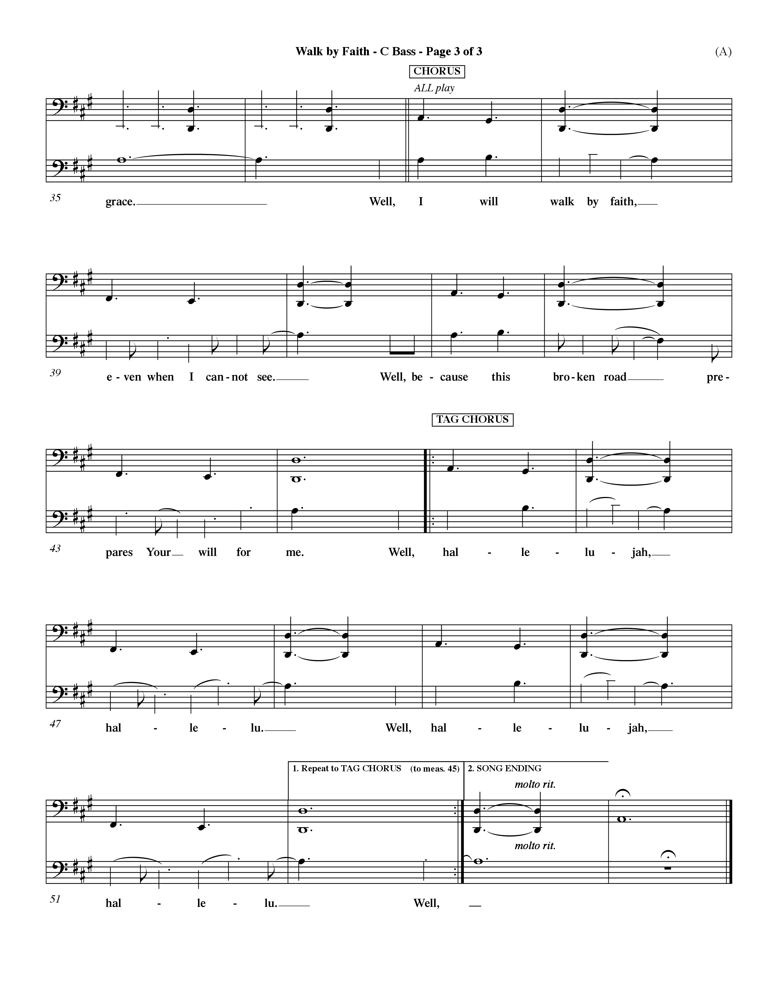 Walk By Faith (Choral Anthem SATB) Contrabass (Word Music Choral / Orch. Dave Williamson)