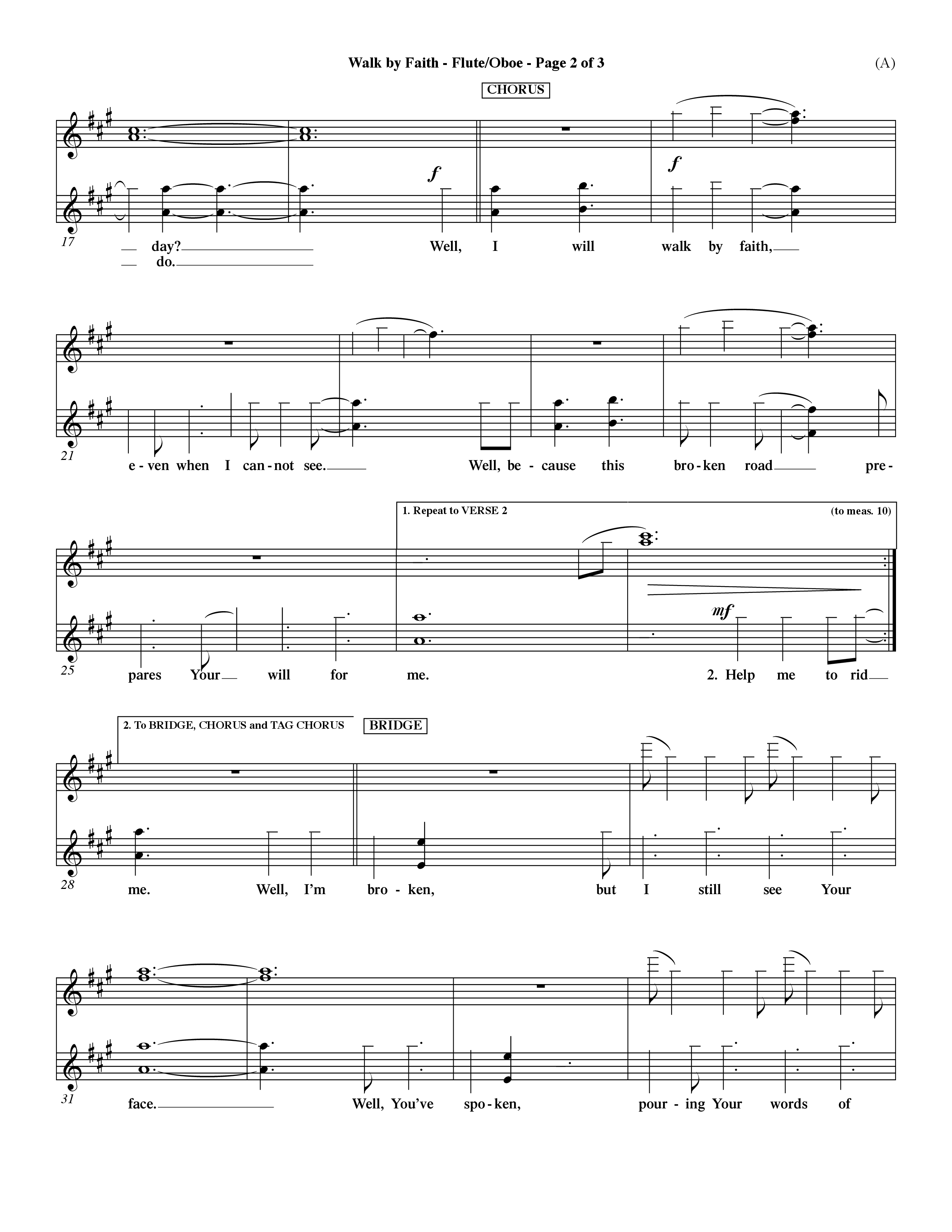 Walk By Faith (Choral Anthem SATB) Flute/Oboe (Word Music Choral / Orch. Dave Williamson)
