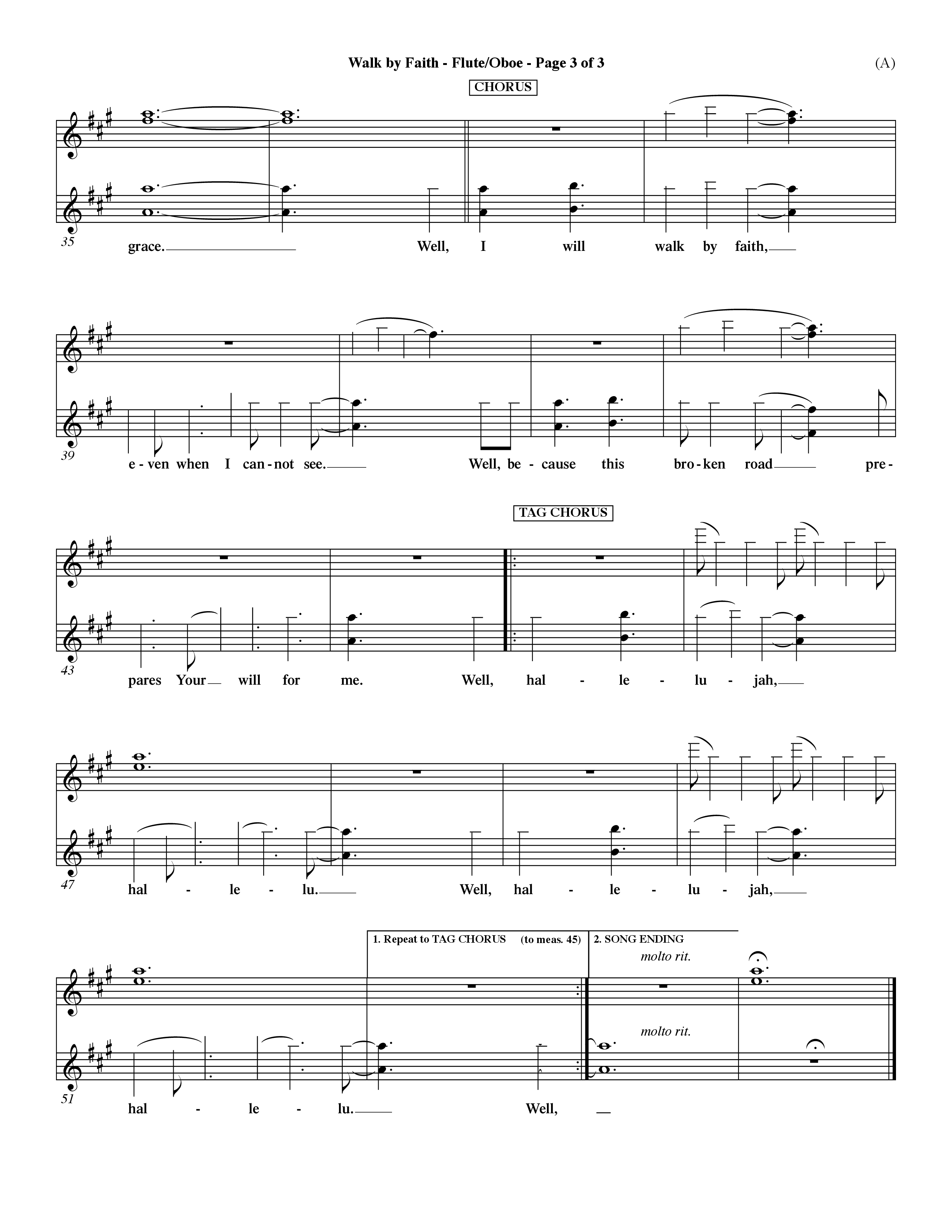 Walk By Faith (Choral Anthem SATB) Flute/Oboe (Word Music Choral / Orch. Dave Williamson)