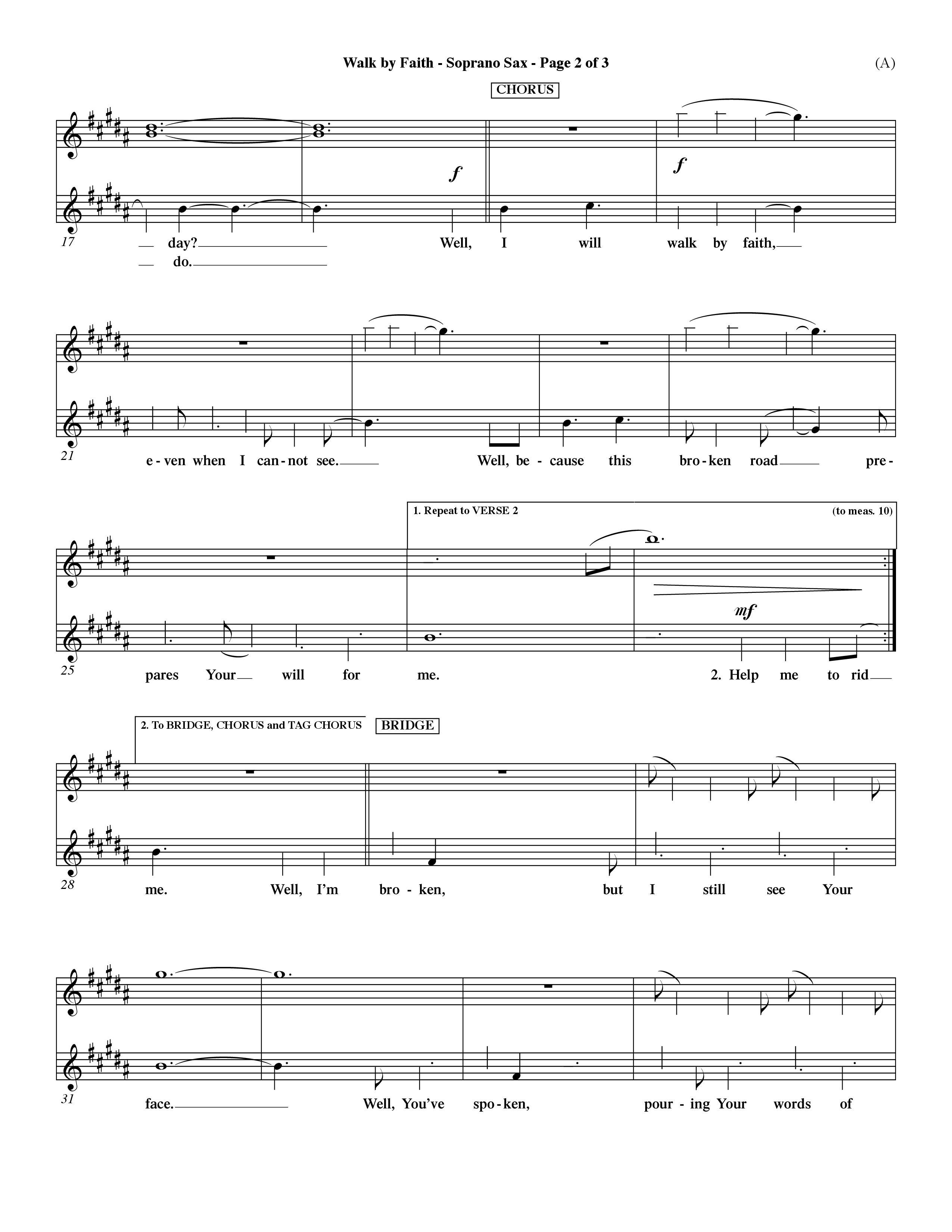 Walk By Faith (Choral Anthem SATB) Saxophone (Word Music Choral / Orch. Dave Williamson)