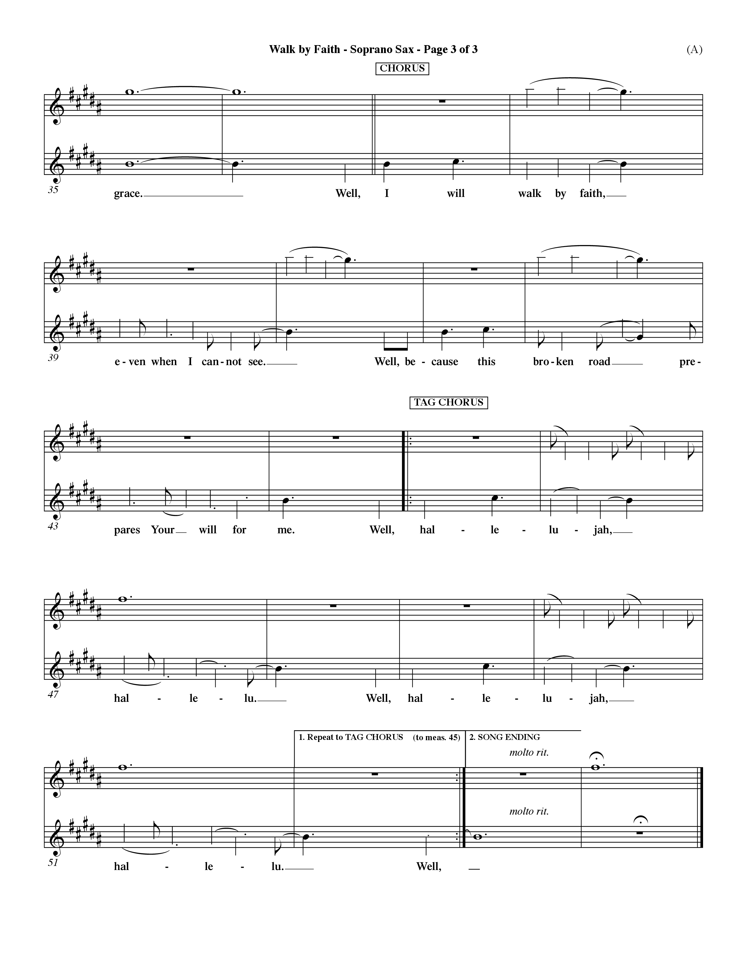 Walk By Faith (Choral Anthem SATB) Saxophone (Word Music Choral / Orch. Dave Williamson)