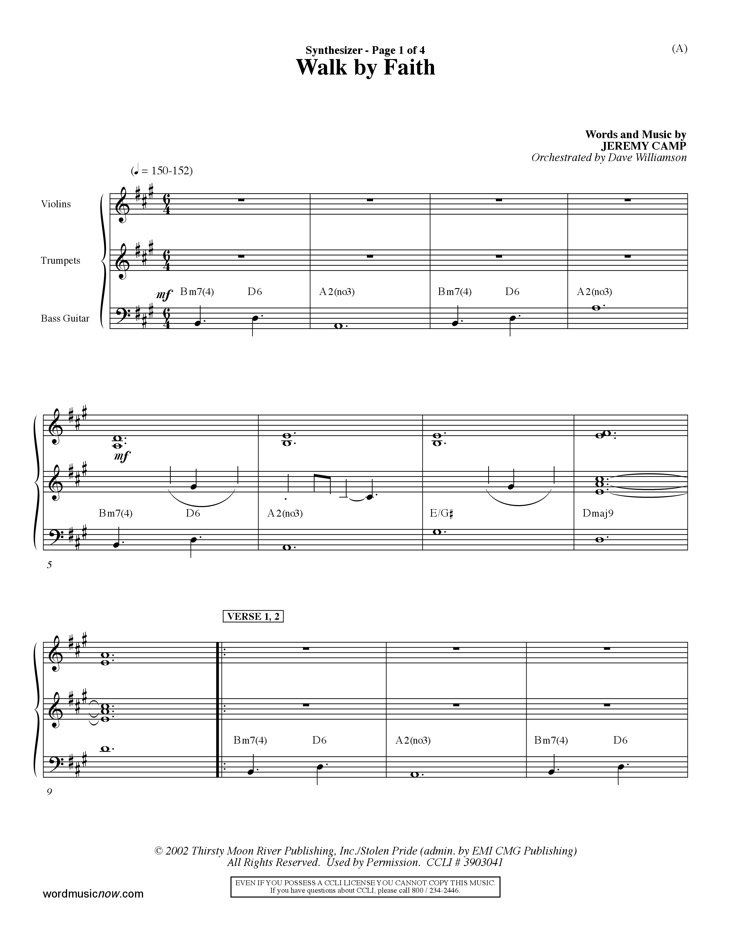 Walk By Faith (Choral Anthem SATB) Synth (Word Music Choral / Orch. Dave Williamson)