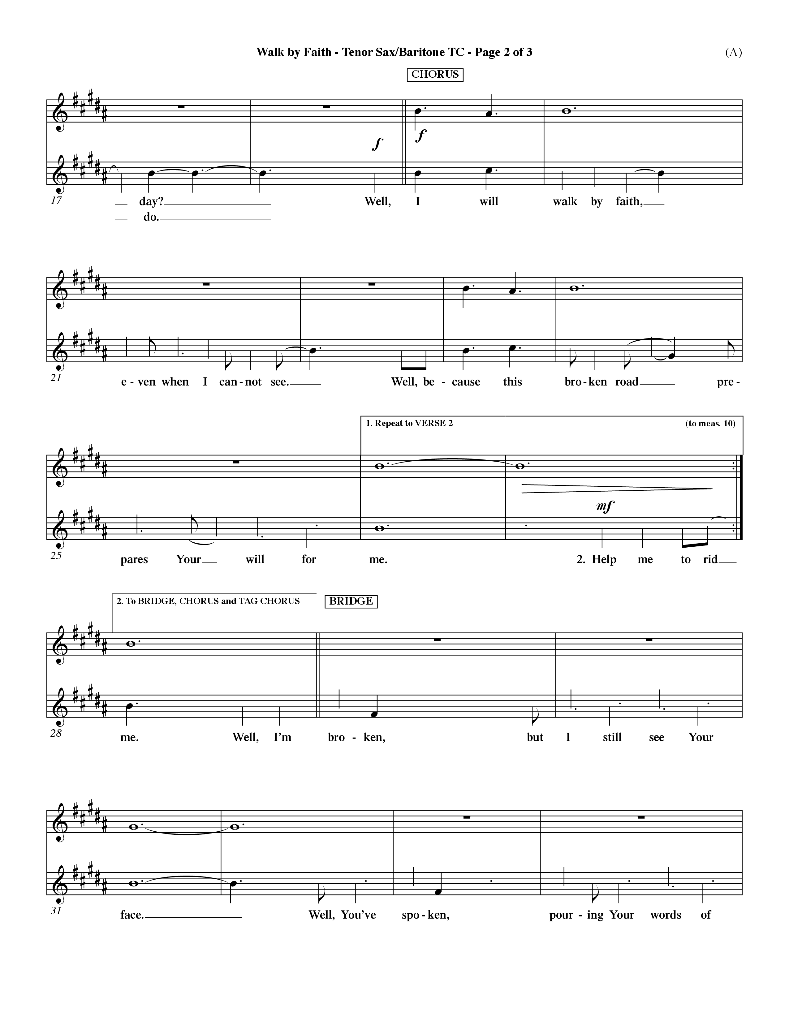 Walk By Faith (Choral Anthem SATB) Tenor Sax/Baritone T.C. (Word Music Choral / Orch. Dave Williamson)