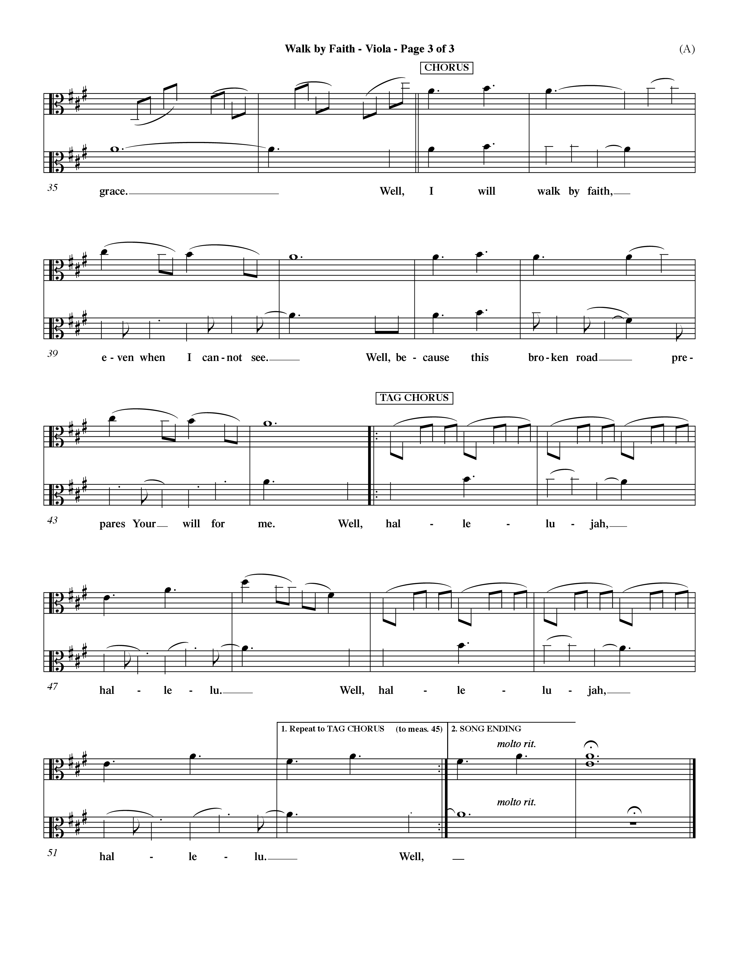Walk By Faith (Choral Anthem SATB) Viola (Word Music Choral / Orch. Dave Williamson)