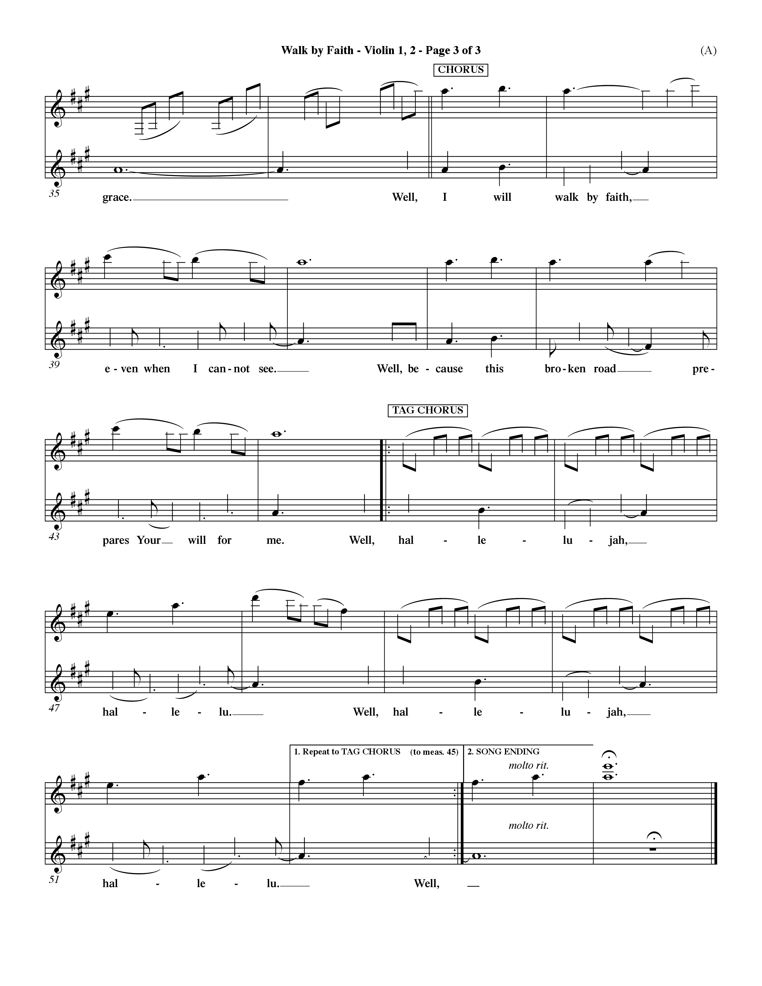 Walk By Faith (Choral Anthem SATB) Violin 1/2 (Word Music Choral / Orch. Dave Williamson)