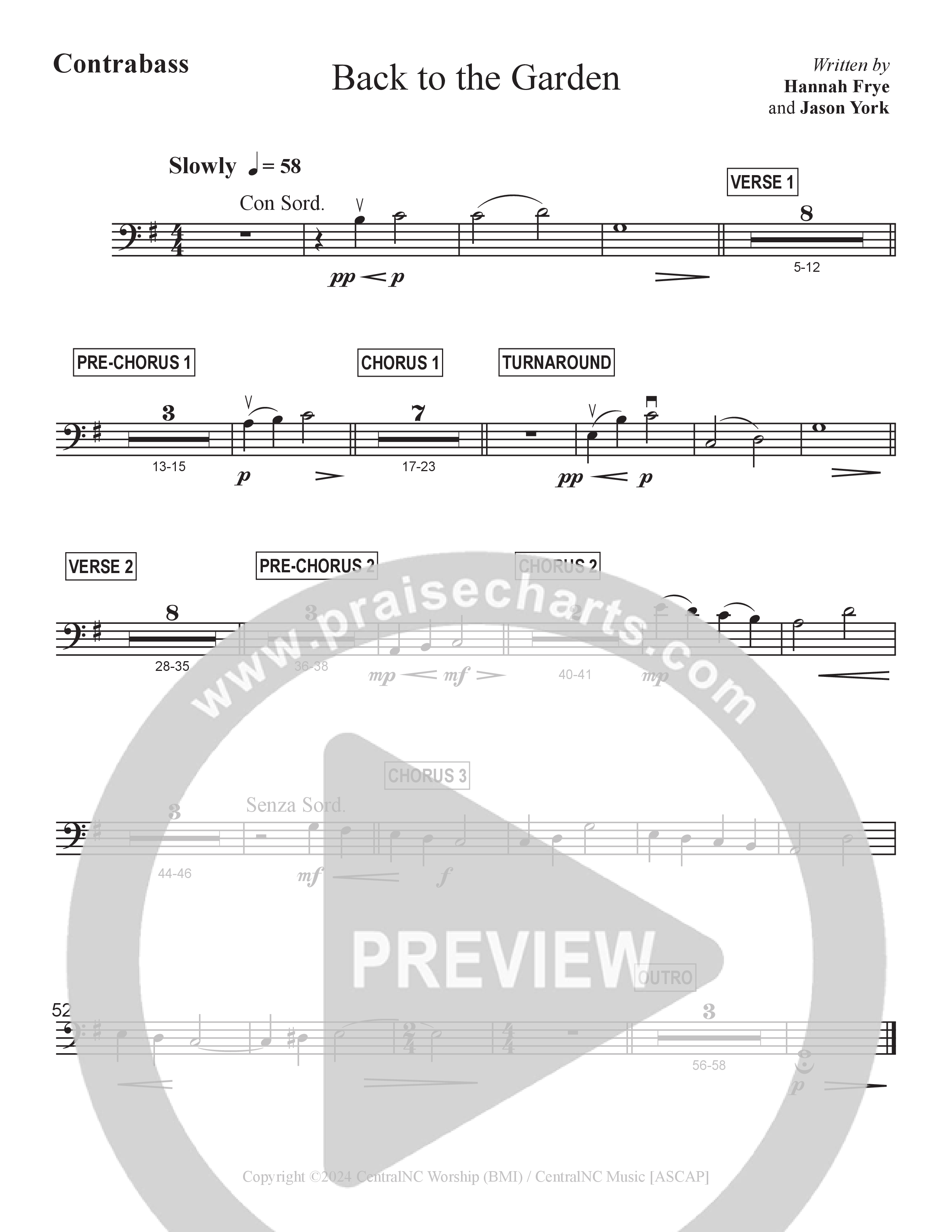 Back To The Garden Contrabass (Central Collective / Hannah Frye / Nashville String Machine)