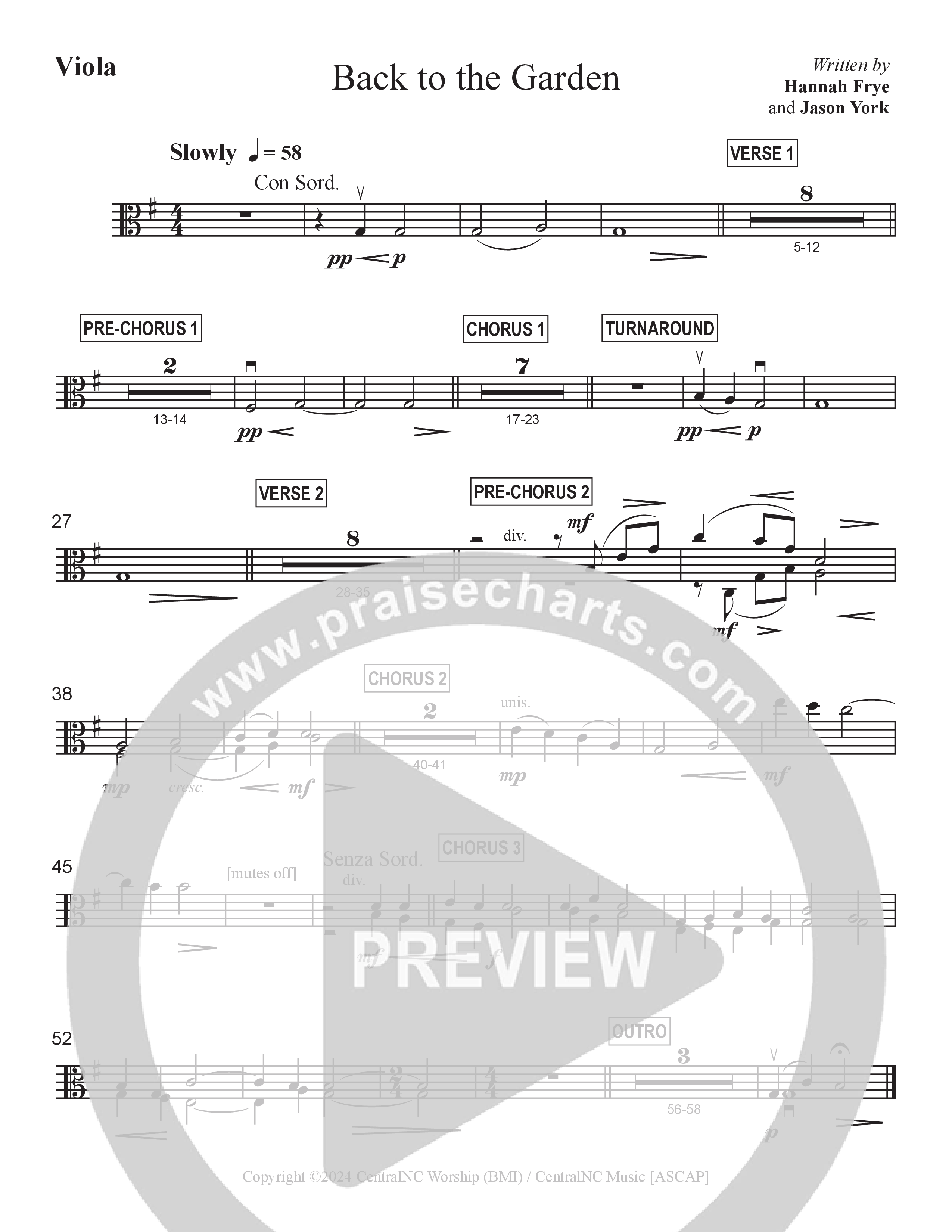 Back To The Garden Viola (Central Collective / Hannah Frye / Nashville String Machine)