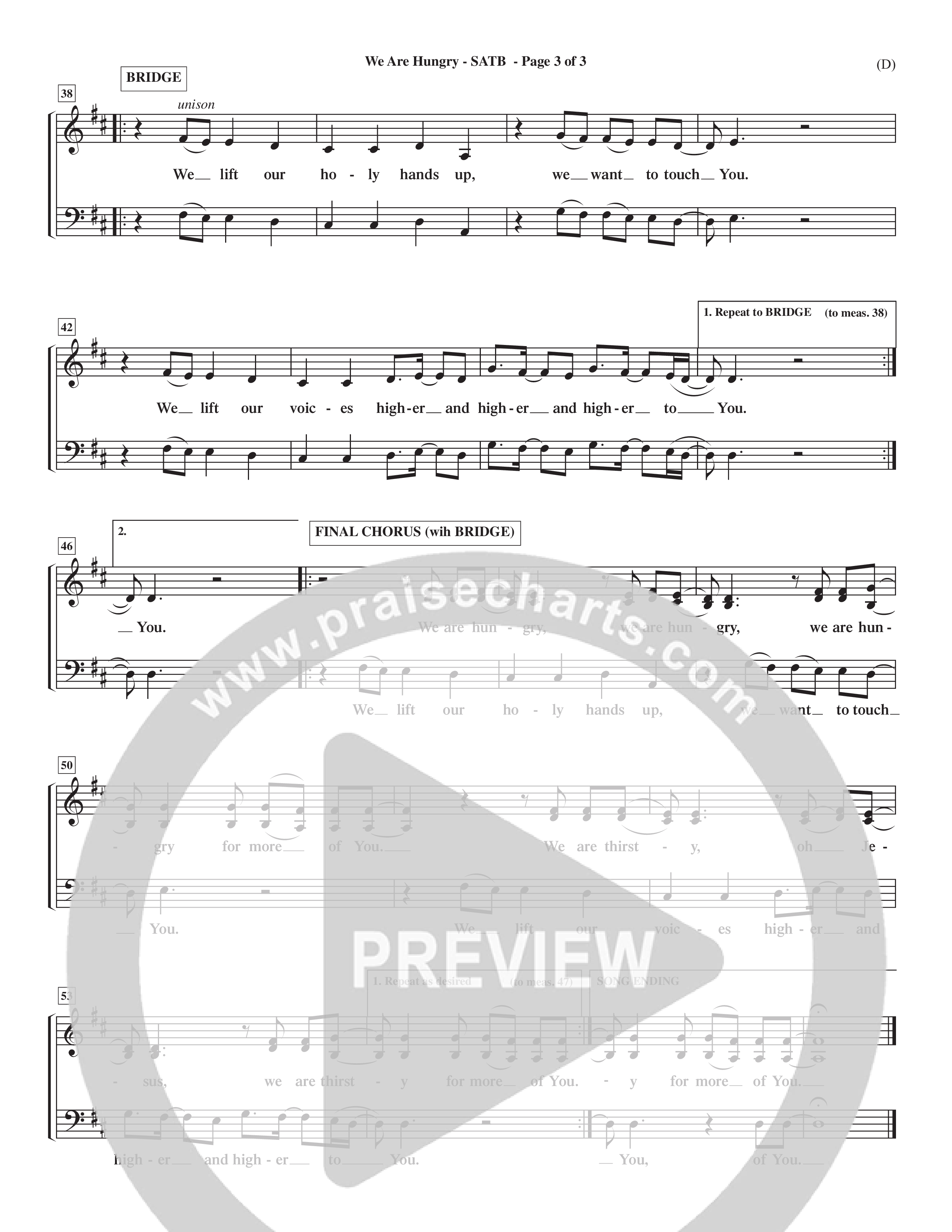 We Are Hungry (Choral Anthem SATB) Choir Sheet (SATB) (Word Music Choral / Orch. Dave Williamson)